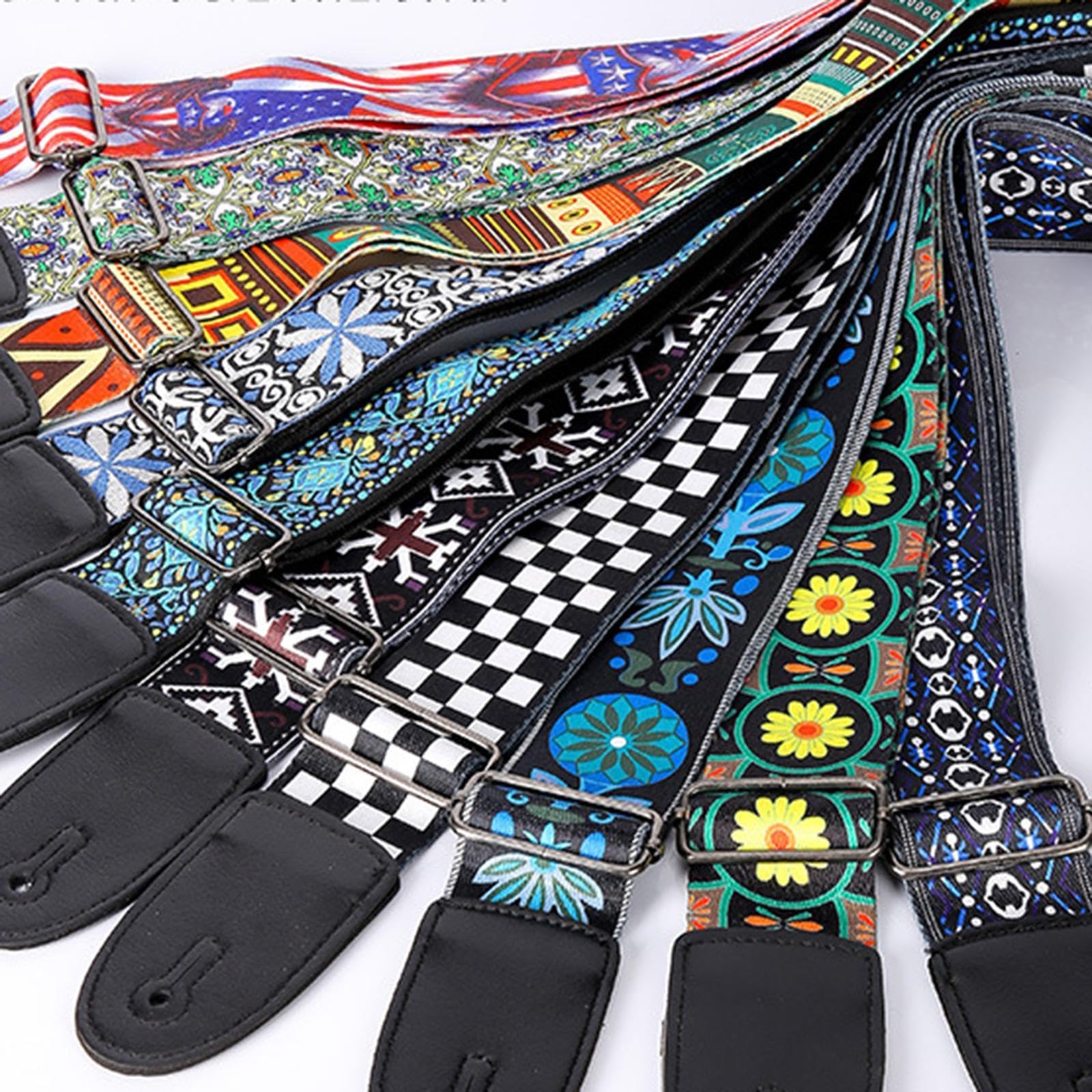 STYLEHEAVEN Guitar Strap Adjustable Shoulder Strap for Electric Guitars Acoustic Guitars Blue Flower