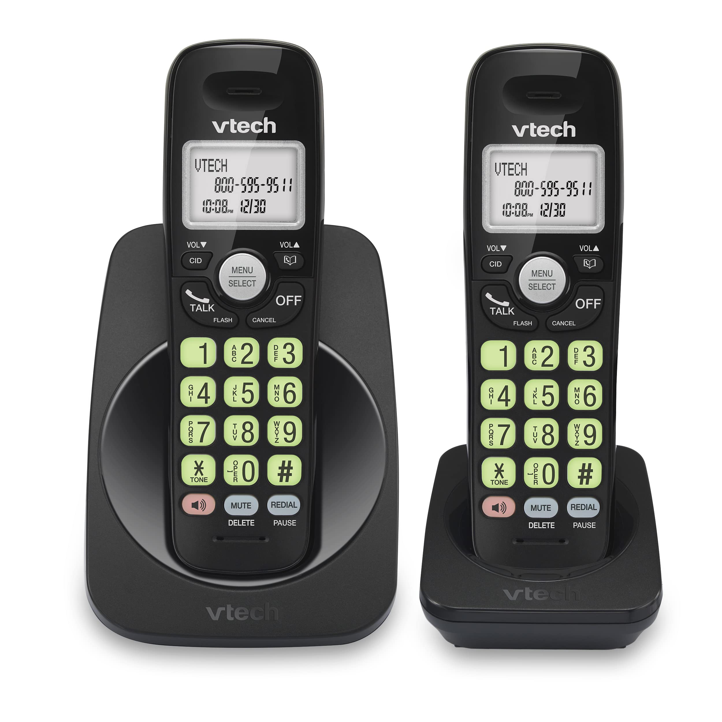 [New] VTech VG131-21 DECT 6.0 2-Handset Cordless Phone - Bluetooth Connection, Blue-White Display, Big Buttons, Full Duplex Spea