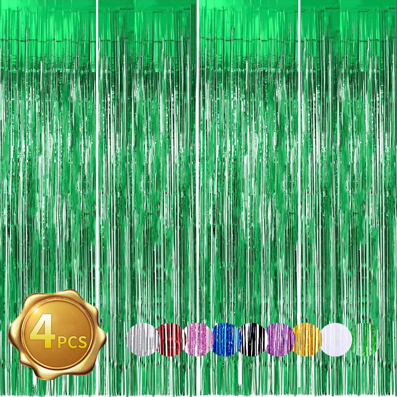 BEISHIDA 4 Pcs Green Door Streamers Tinsel Curtain Party Streamers Backdrop Fringe Foil Wall Background for Birthday Halloween C