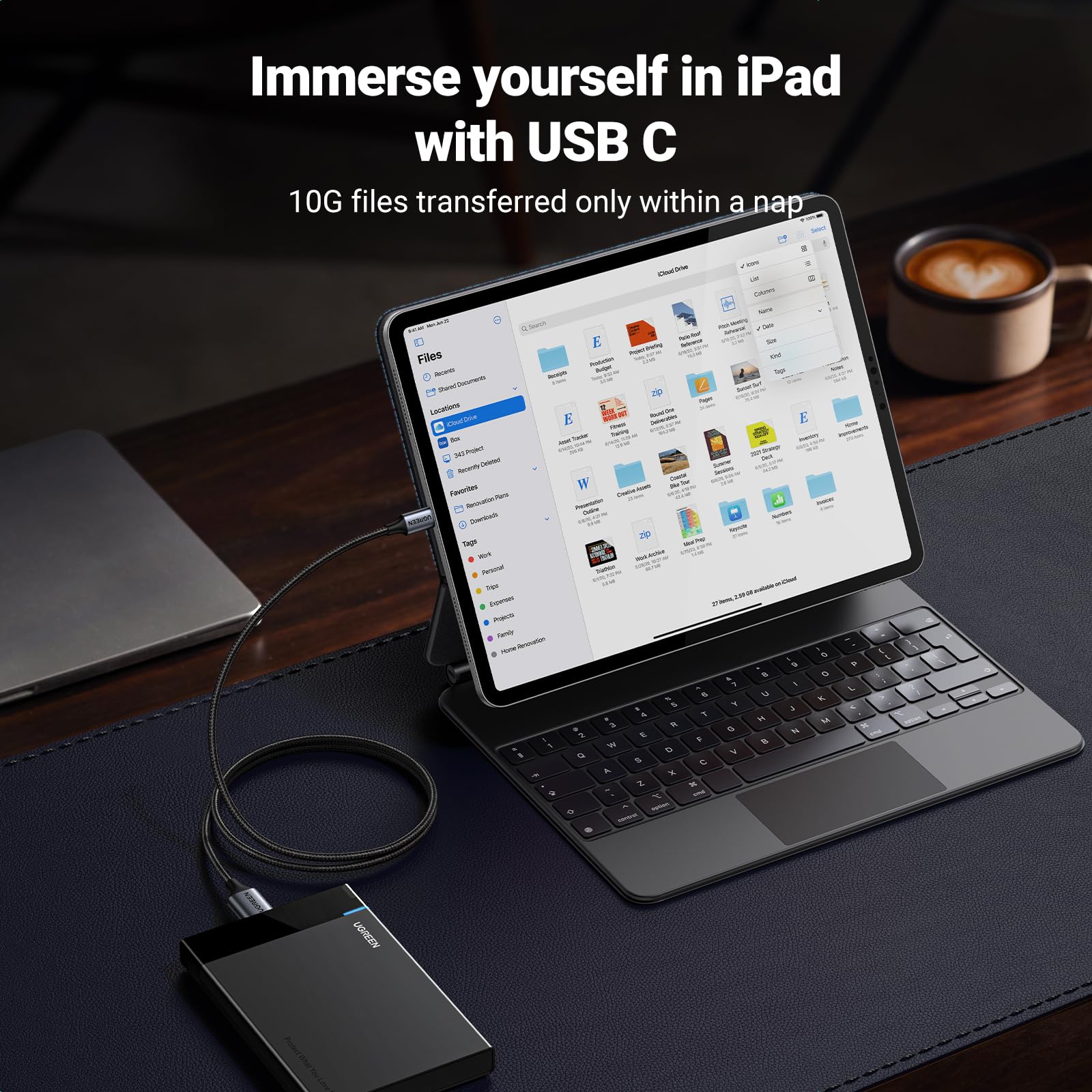 Ugreen 10 Gbps Micro B To Usb C Hard Drive Cables, 10Ft Usb C To Micro B, External Hard Drive Cable Compatible With Macbook Pro/