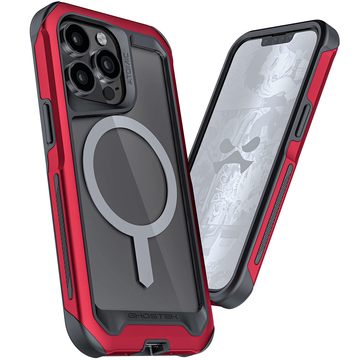 Ghostek Atomic Slim Iphone 13 Phone Case With Magsafe Magnetic Ring And Clear Back Design Tough Heavy Duty Aluminum Metal Bumper