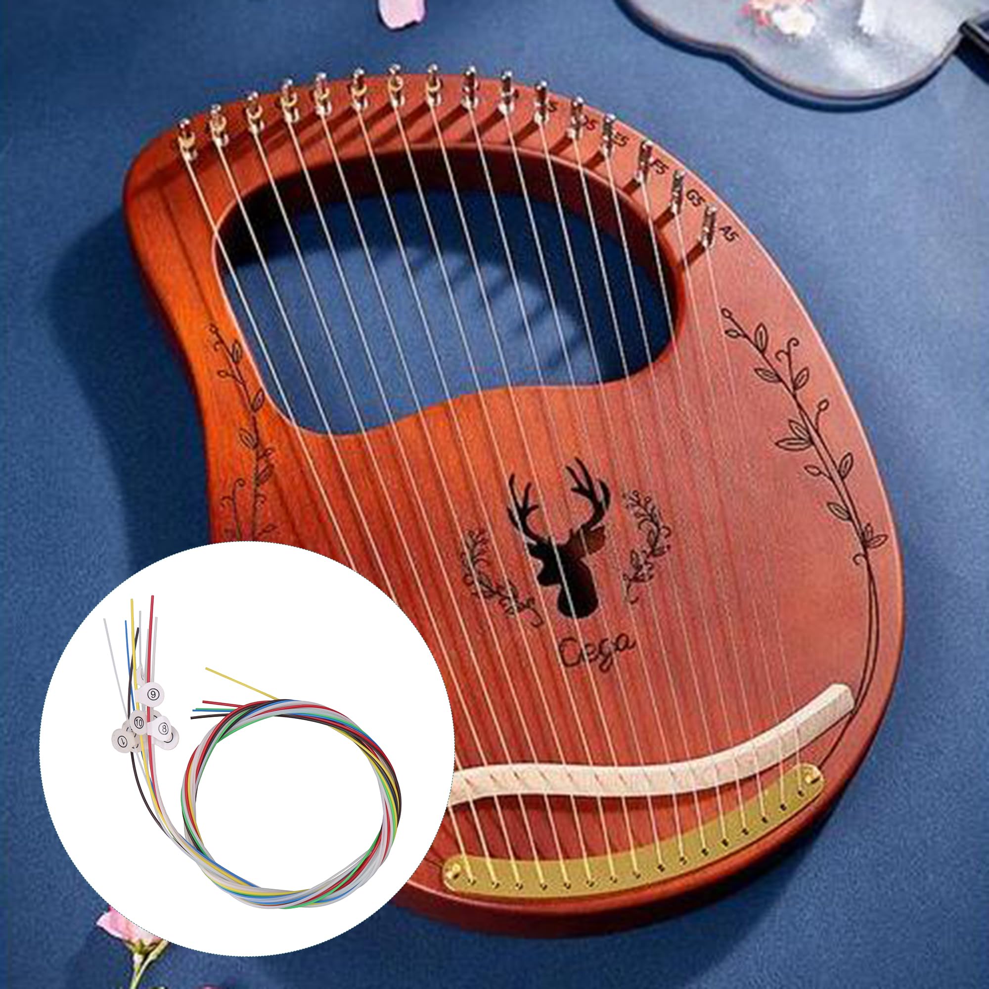 Bstinay 10 String Lyre Harp Nylon String Set - Multicolor Replacement Accessory