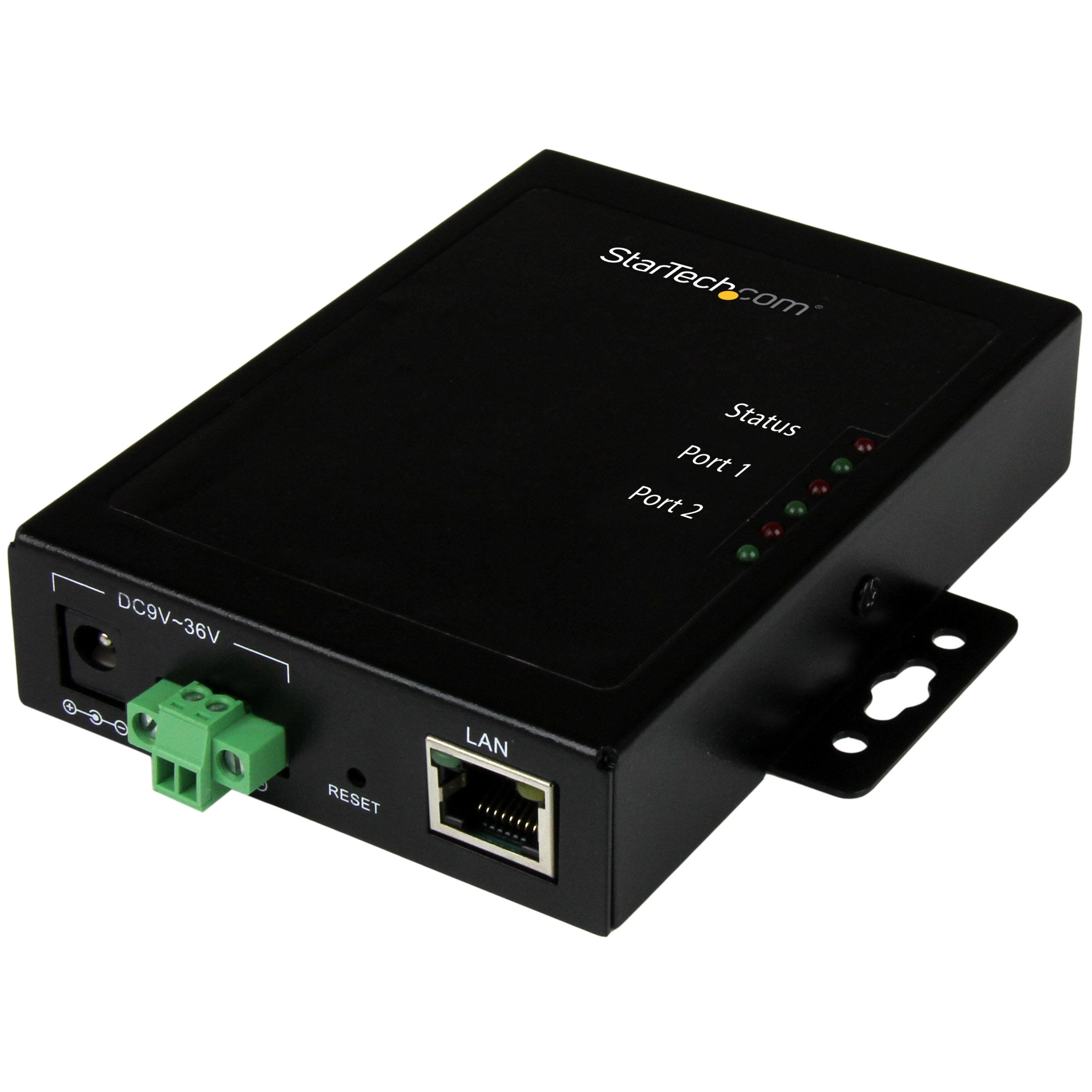 StarTech.com 2 Port Serial-to-IP Ethernet Device Server - RS232 - Metal and Mountable - Serial Device Server - RS232 Serial-Over