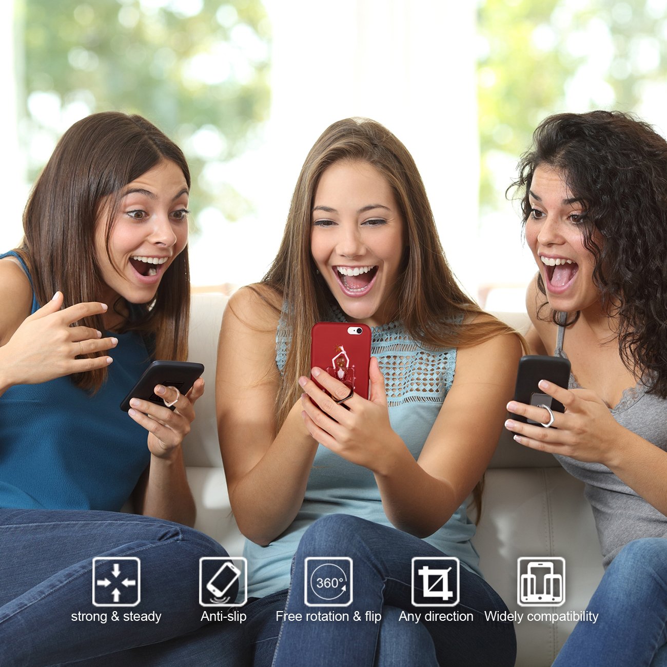 Phone Ring Cell Phone Ring Holder 360 Degree Rotation Phone Ring Holder Transparent Finger Ring Stand Kickstand Compatible Most