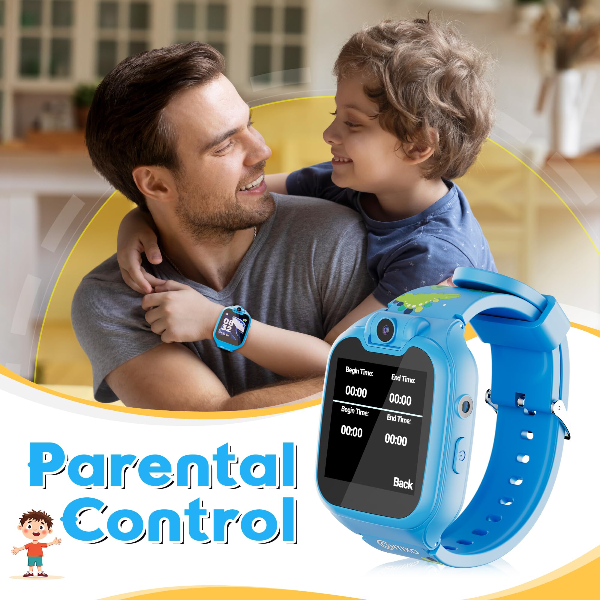 Contixo Kids Smart Watch-Hd Touch Screen Educational Smartwatch With Camera, Video & Audio Recording, Mp3 Music Player For Kids