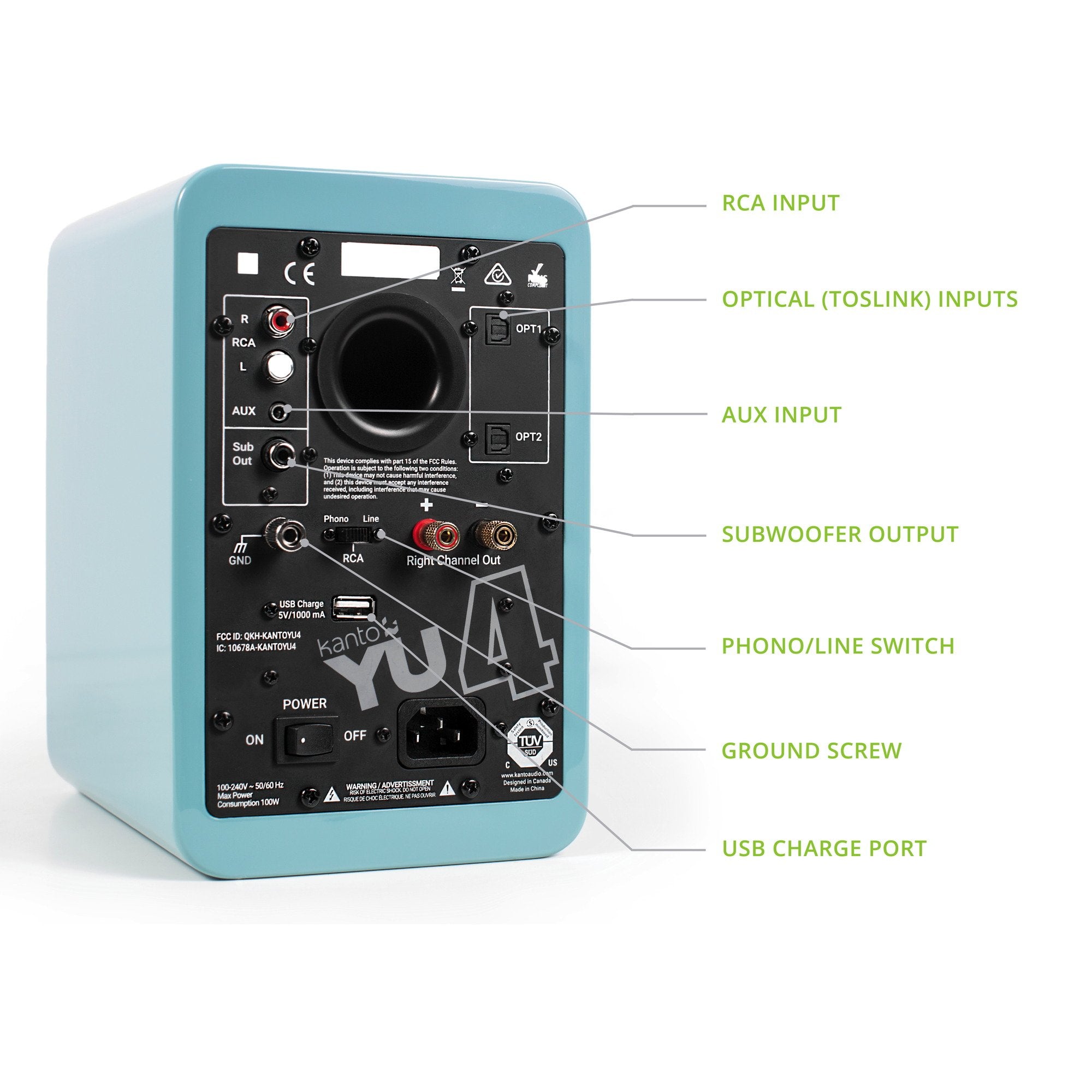 Kanto Yu4Gt Powered Speakers With Bluetooth And Built In Phono Preamp | Auto Standby And Startup | Remote Included | 140W Peak P