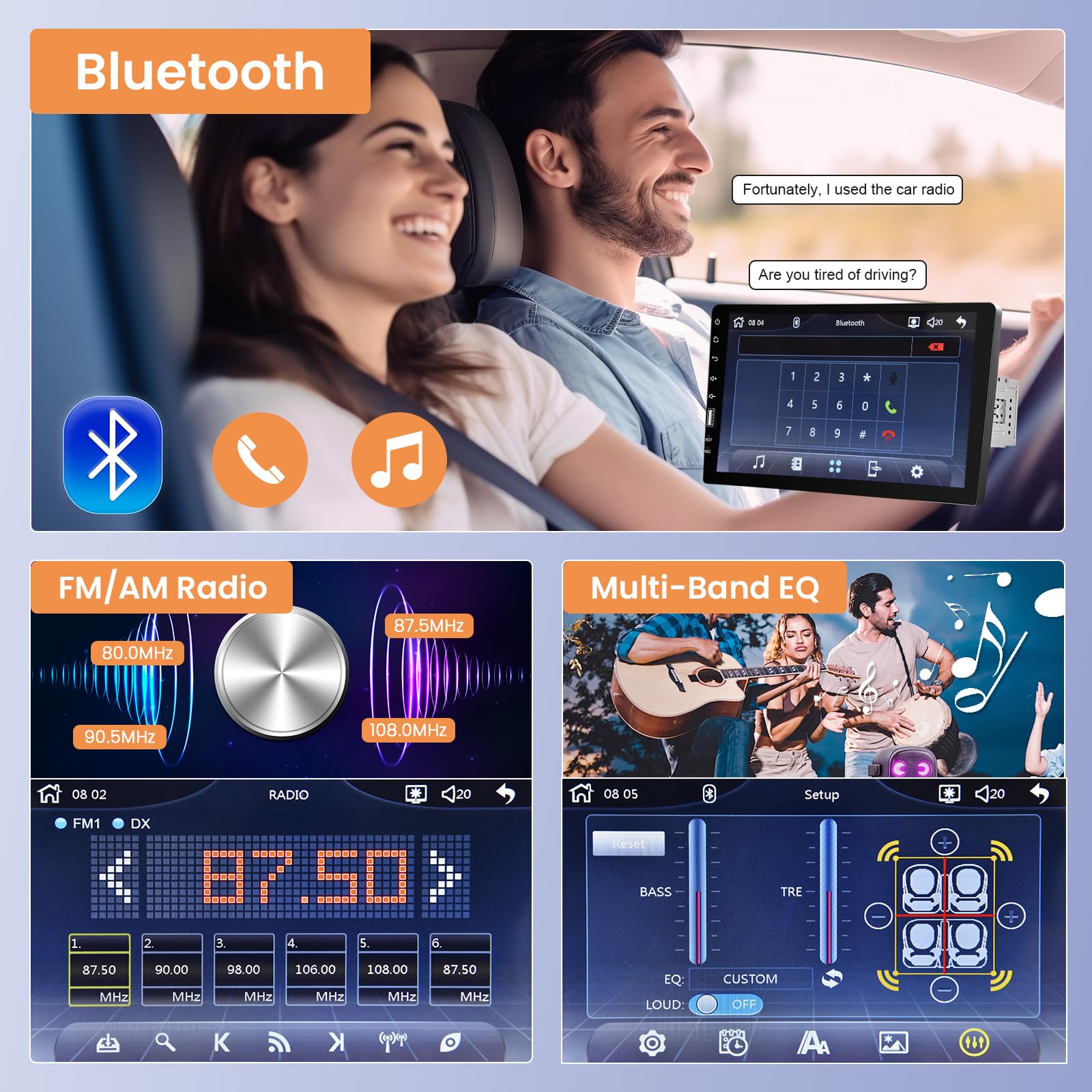 Car Stereo Single Din Carplay Android Auto, Hodozzy 9 Inch Touchscreen Car Radio With Bluetooth Fm Am Audio, Ios/Android Mirror