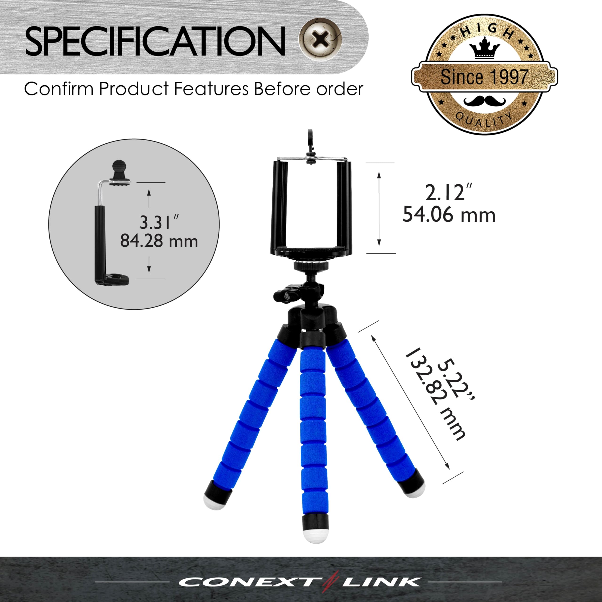 Conext Link Universal Adjustable Octopus Tripod Stand Phone Holder For Iphone Camera (Blue)