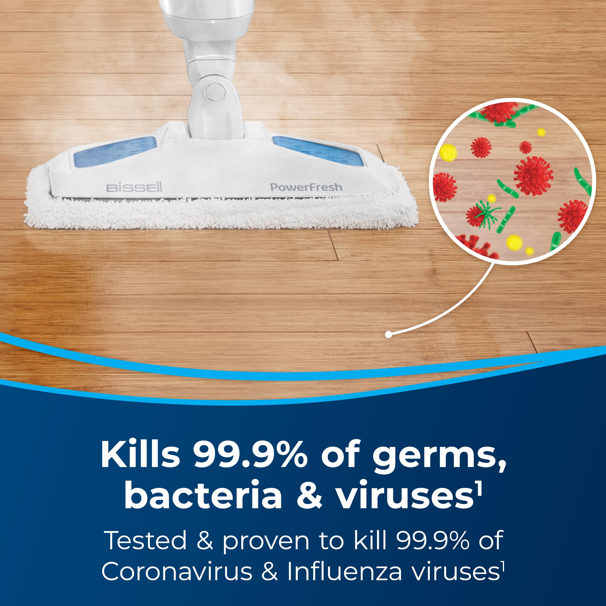 Bissell Power Fresh Steam Mop With Natural Sanitization, Floor Steamer, Tile Cleaner, And Hard Wood Floor Cleaner With Flip Down Easy Scrubber, 1940A