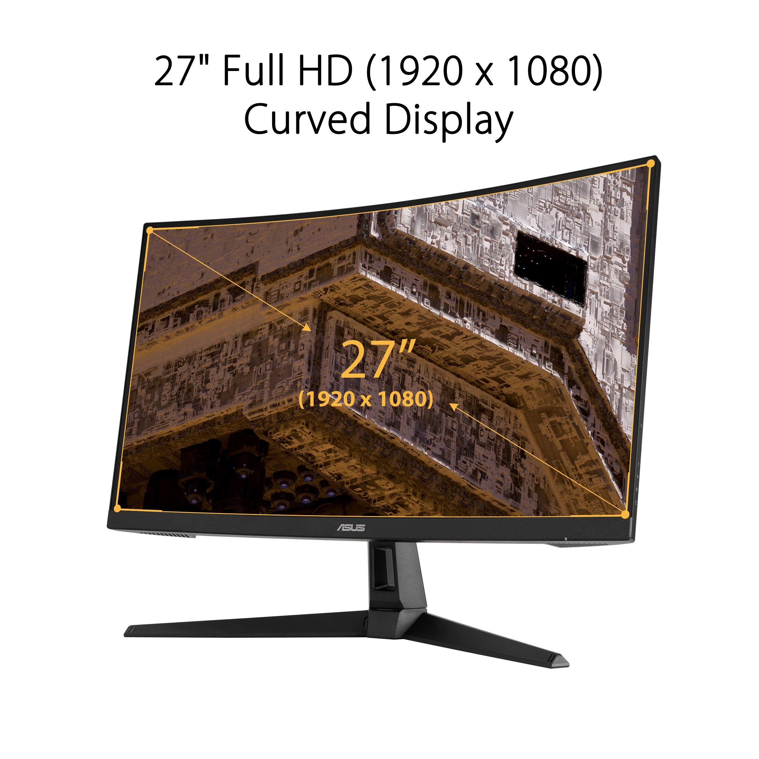 Asus Tuf Gaming Vg27Vh1B 27A Curved Monitor, 1080P Full Hd, 165Hz (Supports 144Hz), Extreme Low Motion Blur, Adaptive Sync, Free