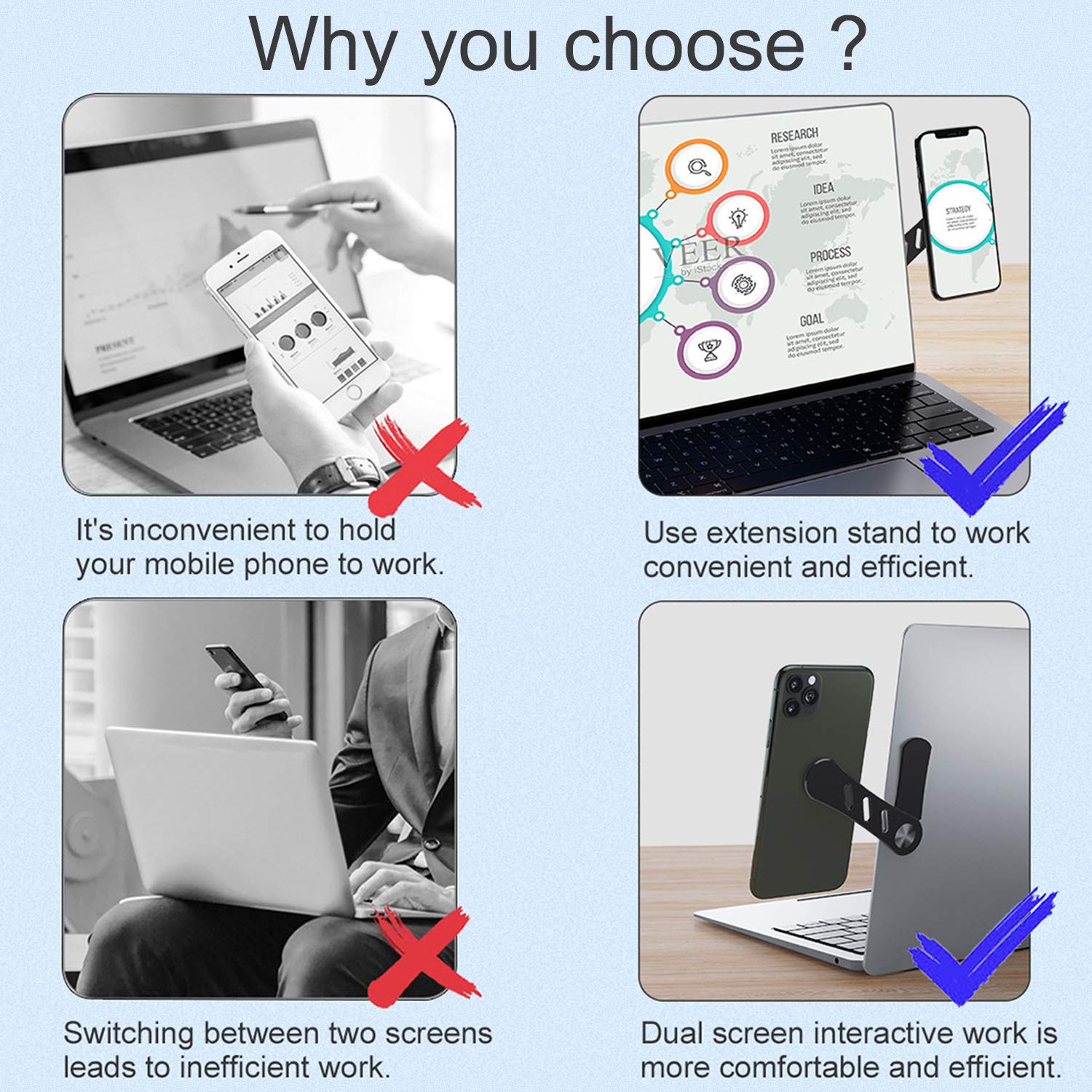 Dk177 Magnetic Phone Holder, Laptop Or Desktop Monitor Side Mount Phone Holder, Slim Portable Foldable Computer Expansion Bracke