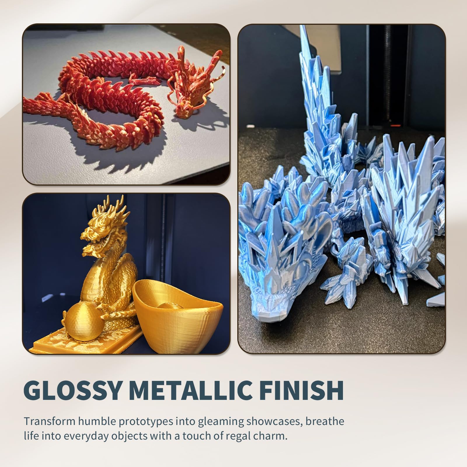 Overture Silk Filament Pla 1.75Mm Clog Free Shiny 3D Printer Consumables, 1Kg Spool (2.2Lbs), Dimensional Accuracy +/  0.02 Mm,