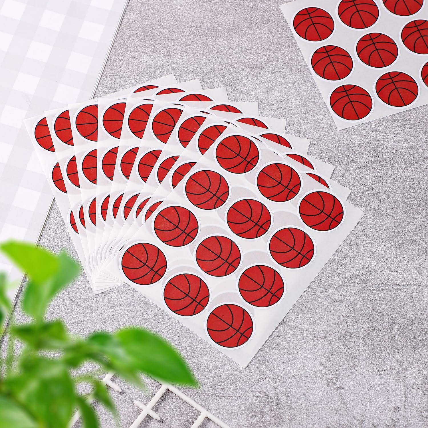 120Pcs 1.18 Inch Basketball Stickers For Kids, 10 Sheets Basketball Decals Decorative Seal Stickers Self Adhesive Basketball Par