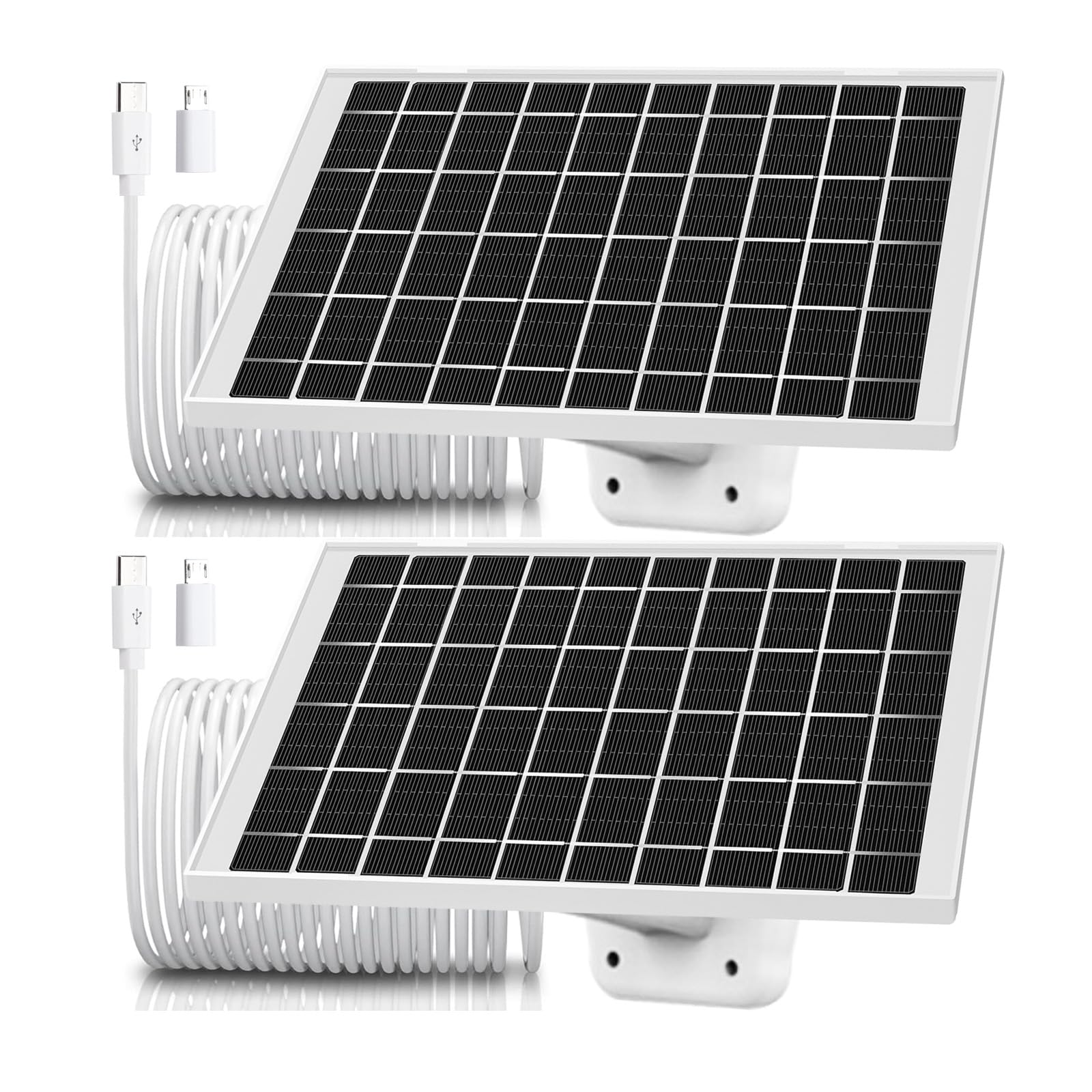2 Pack Solar Panel For Outdoor Camera Micro Usb & Usb C Solar Panel Charger, 5V 6W 4W 3W Solar Panel For Security Camera Fit For