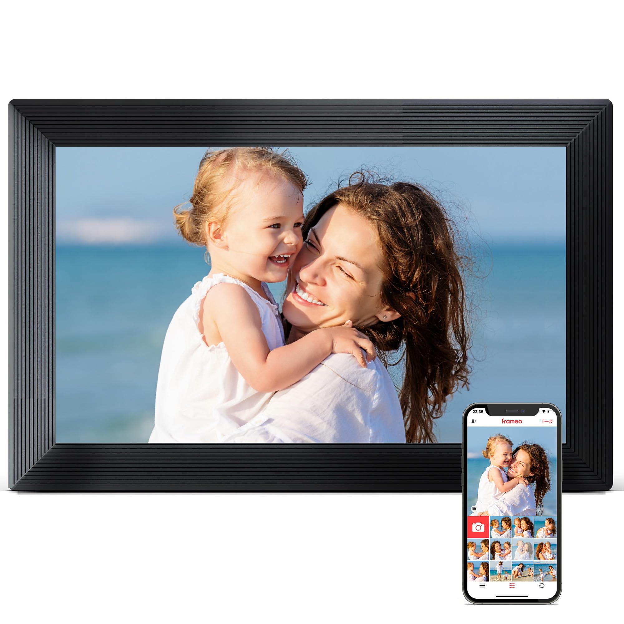 Digital Picture Frame, Frameo Wifi 10.1 Inch 1280*800Ips Hd Touch Screen Digital Photo Frame, 16Gb Memory, Auto Rotate, Share Pi