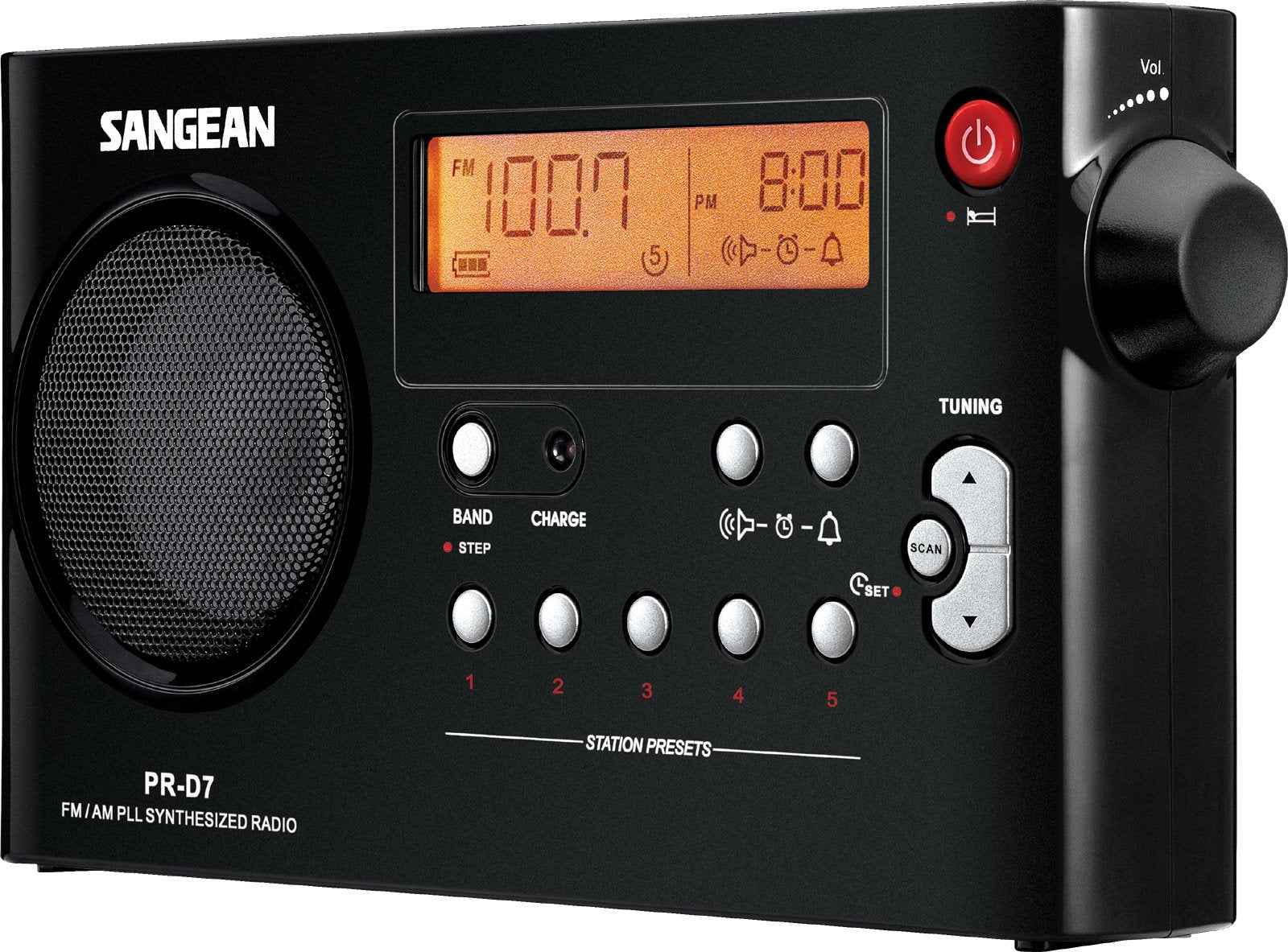 Sangean Pr D7 Bk Am/Fm Digital Rechargeable Portable Radio   Black (Pr D7Bk)