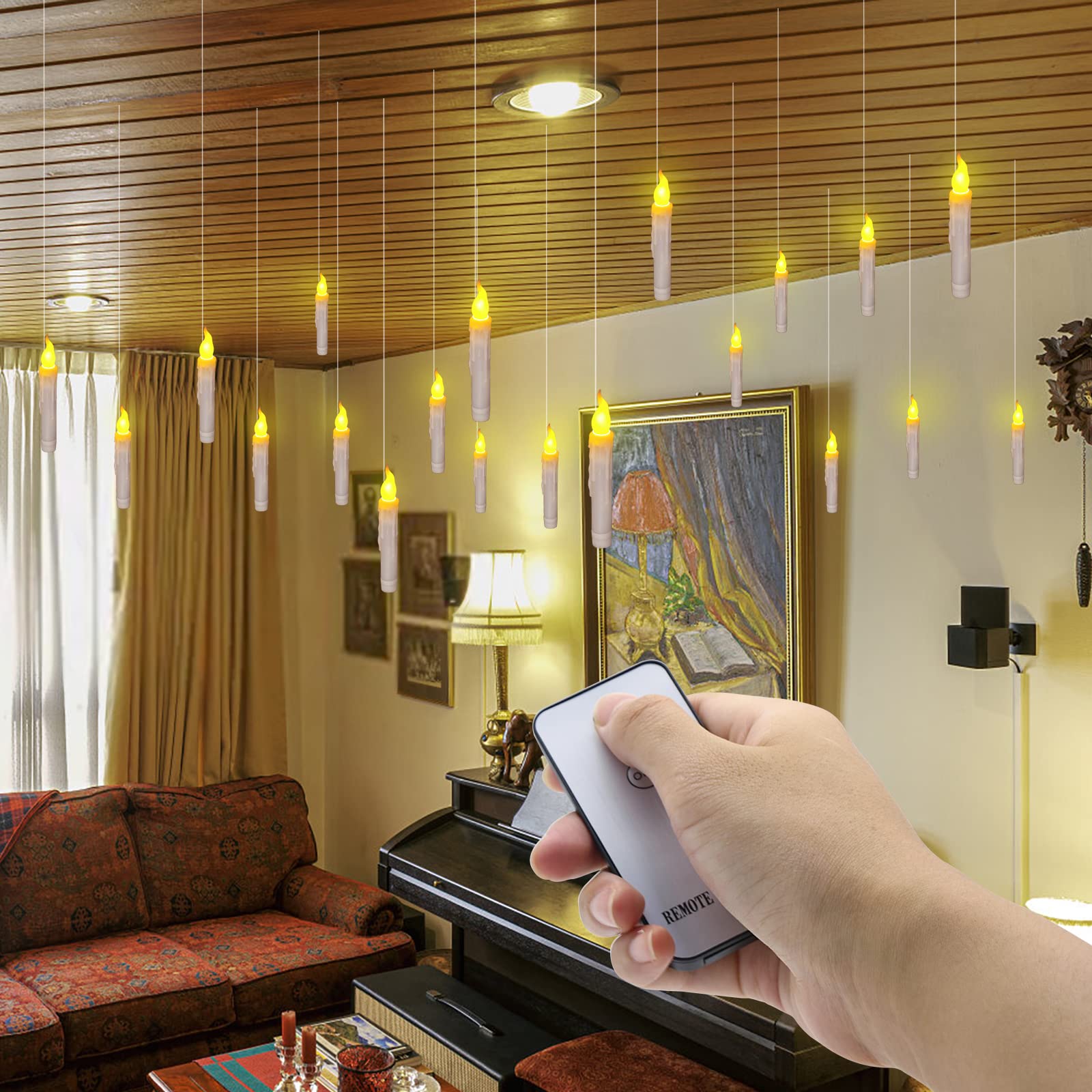 Pchero 6Pcs Led Taper Candles With Remote Control, Battery Operated Flameless Flickering Floating Candlesticks, Dripless Handhel