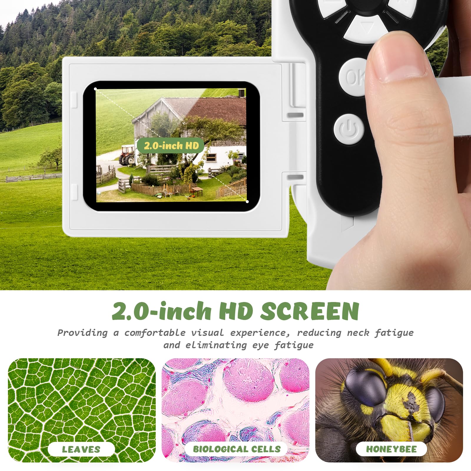 Handheld Microscope For Kids, 1000X Pocket Microscope Camera With 6 Adjustable Led Lights, 2'' Lcd Screen Portable Microscope Us