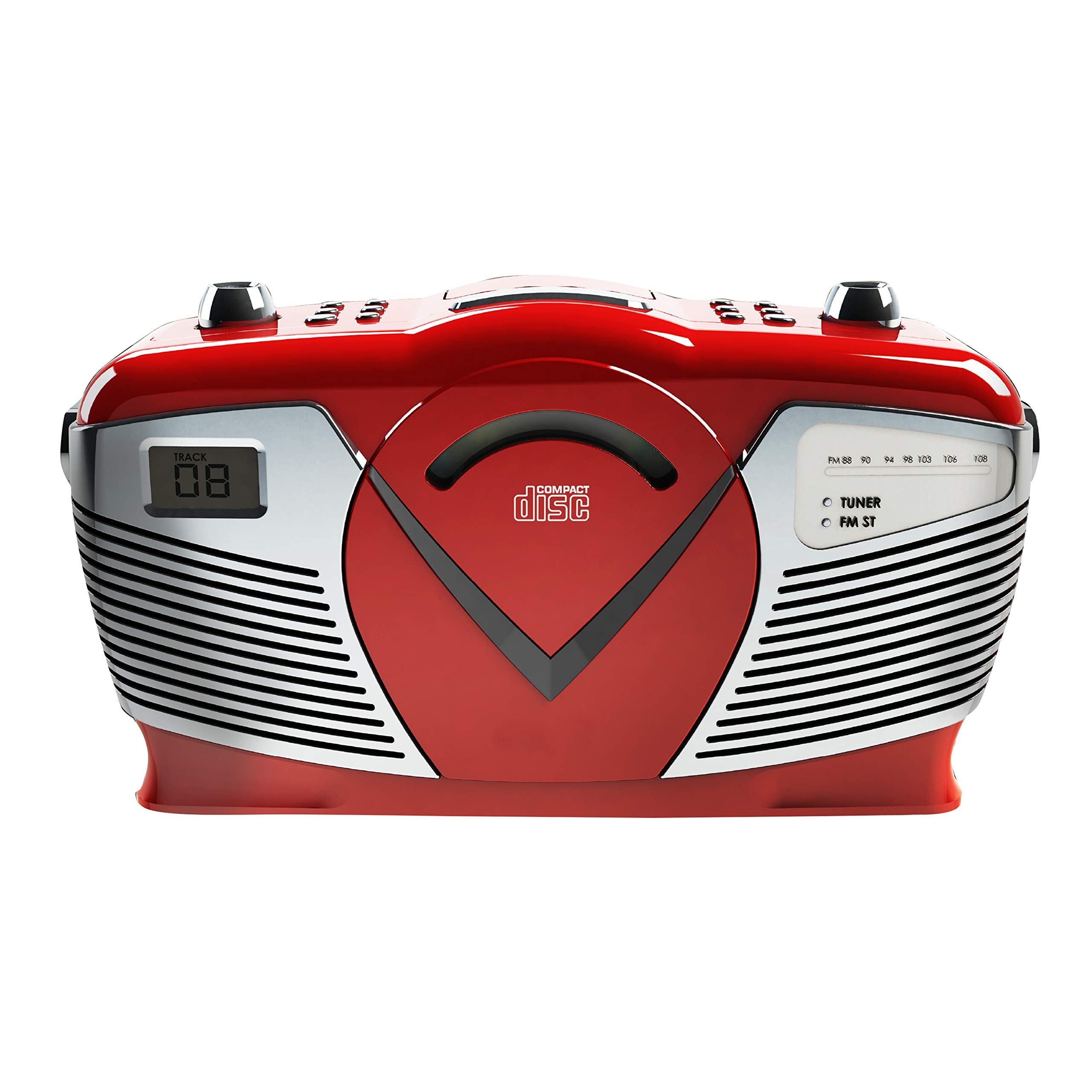 Proscan Retro Style Portable Cd Boombox With Am/Fm Radio  Top Loading Cd   Aux In Jack   Ac & Battery Compatible   Lcd Display  