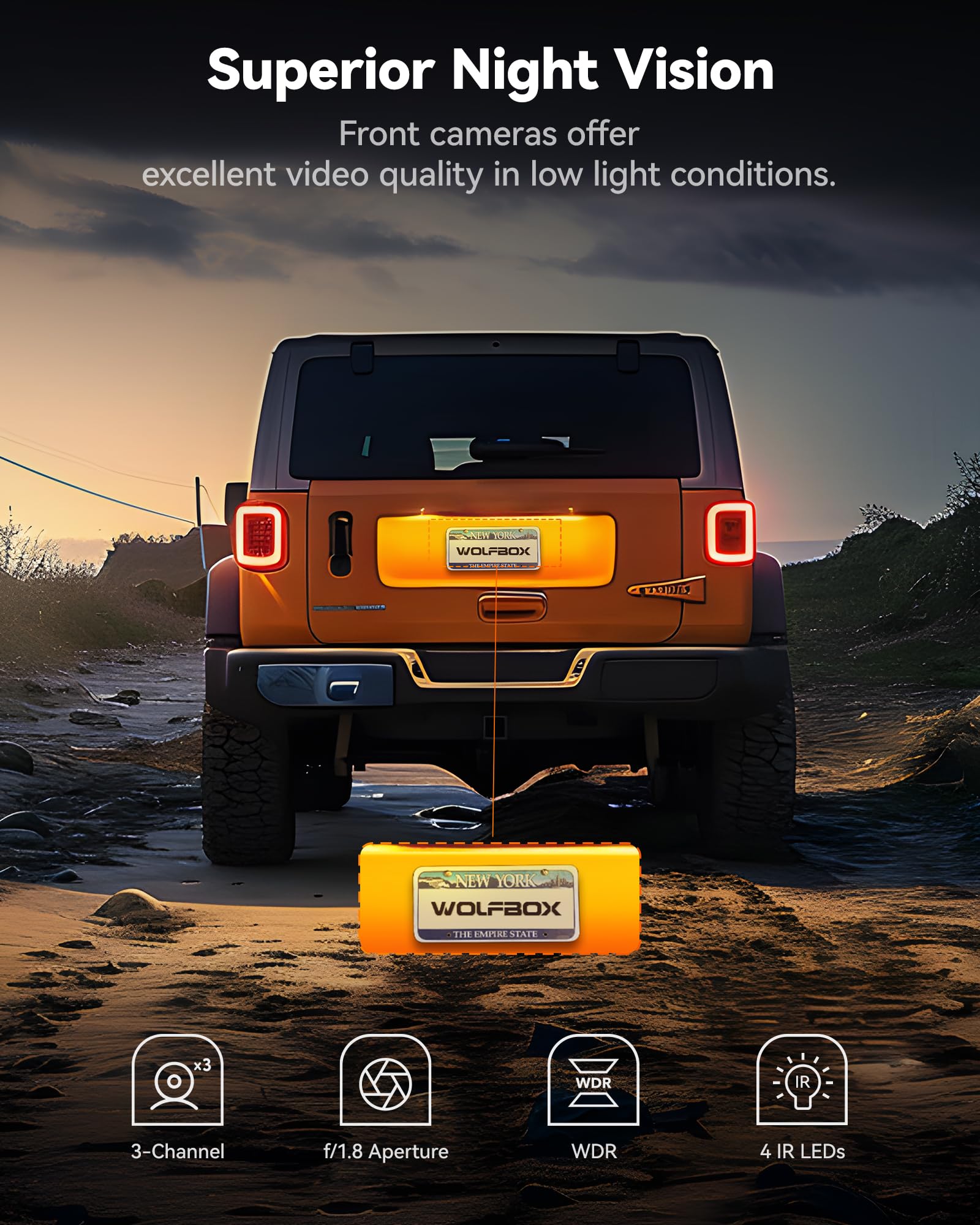 Wolfbox I17 4K 3 Channel Dash Cam, 5.8Ghz Wifi & Gps With 64Gb Card, 4K+1080P+1080P Dash Cam Front And Rear Inside, Triple Car C