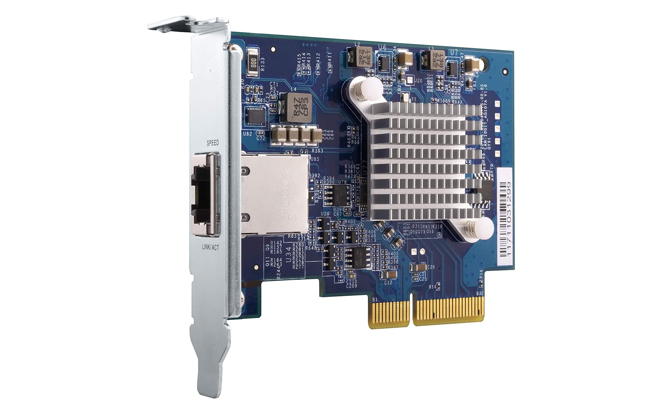 QNAP QXG 10G1T Single Port (10Gbase T) 10GbE Network Expansion Card, PCIe Gen3 X4, Low Profile Bracket Pre Loaded, Low Profile Flat and Full Height Brackets are Included