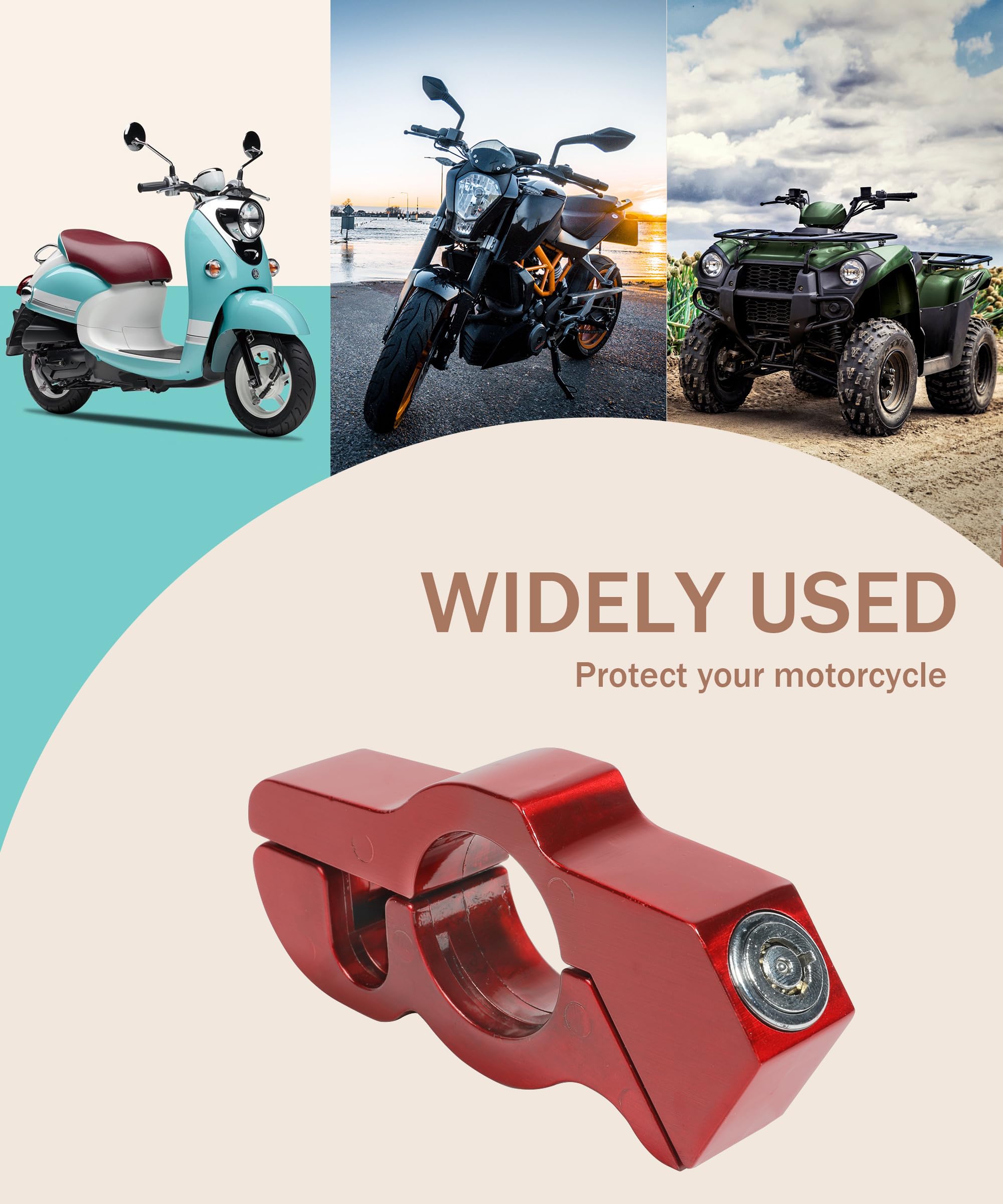 Bylikeho Motorcycle Lock, Heavy Duty Anti Theft Bike Handlebar Lock,Car Accessories Handlebar Throttle Grip Brake Lever Security