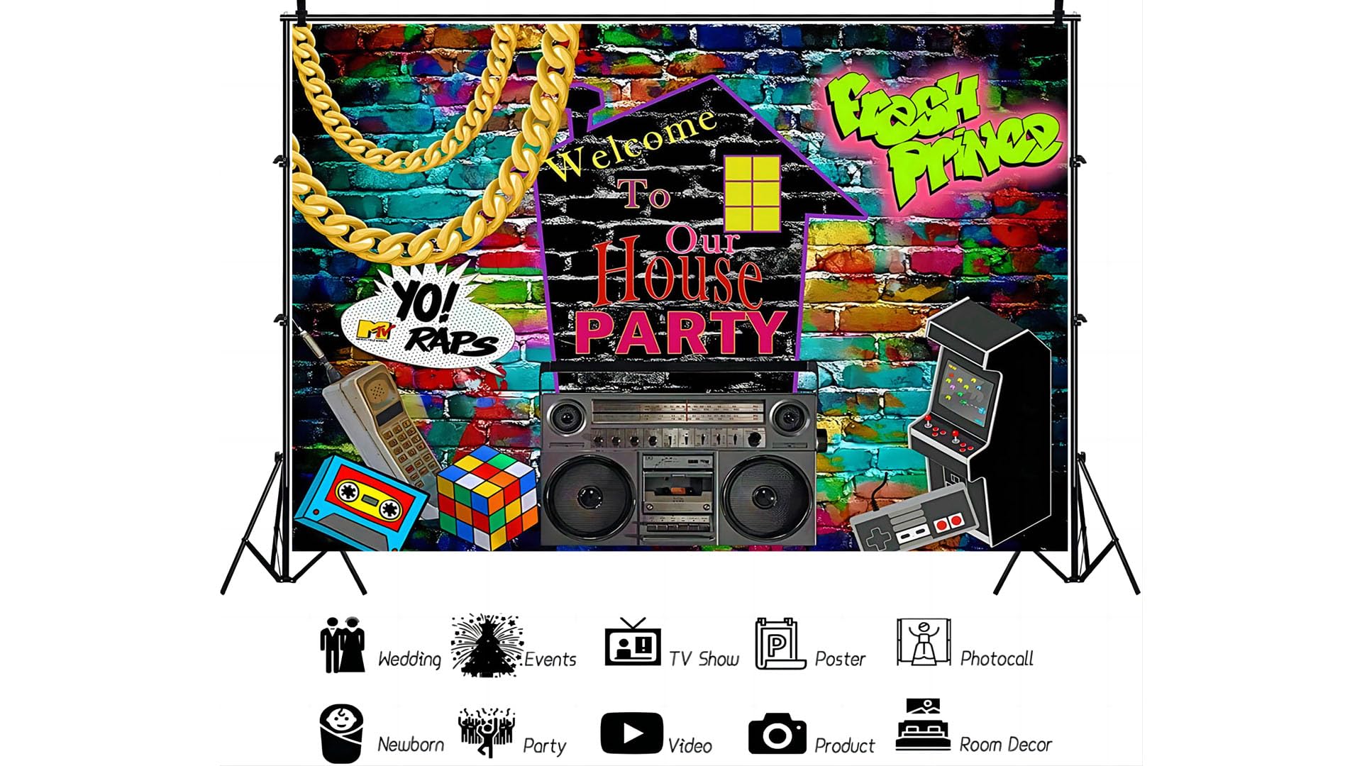 Yynxsy 80'S Party Decorations Go Back To 80'S Banners 80'S Brick Wall Background Background Decoration Photography Background 80