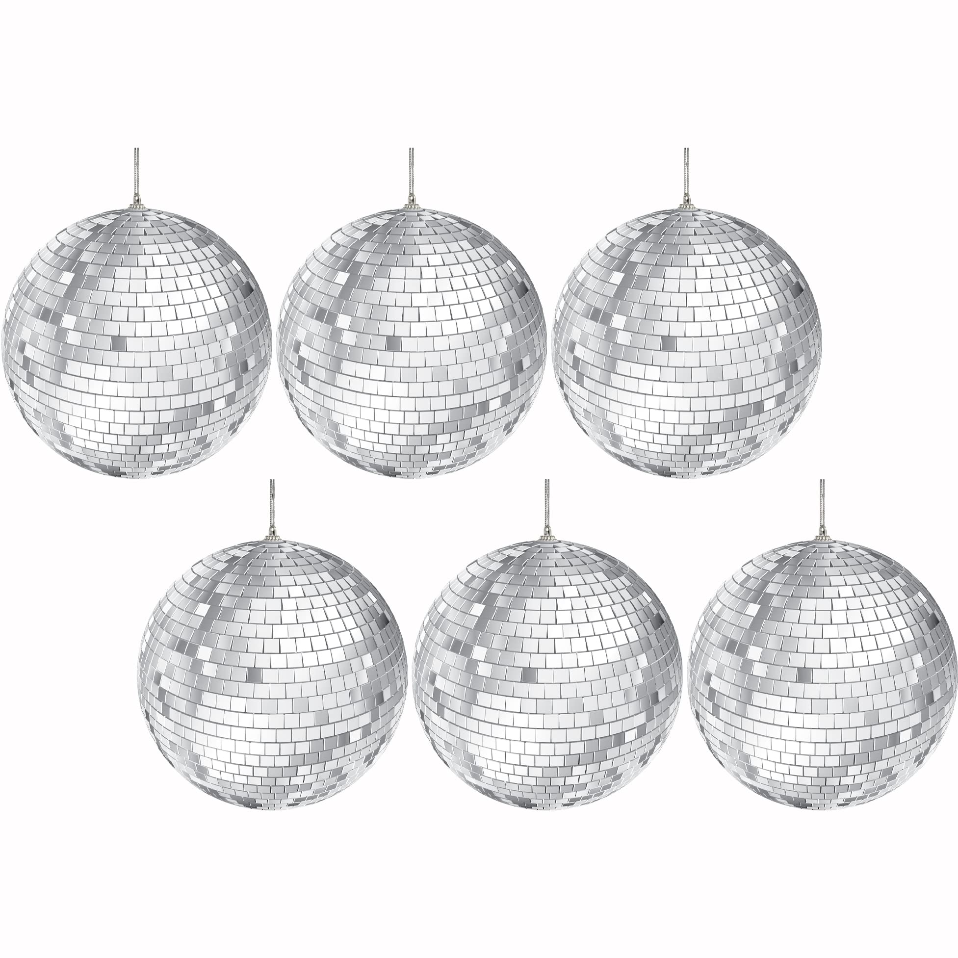 The Dreidel Company Mirror Disco Ball 2'' Inch Silver Hanging Ball With Attached String For Hanging, Reflects Light, Party Favor