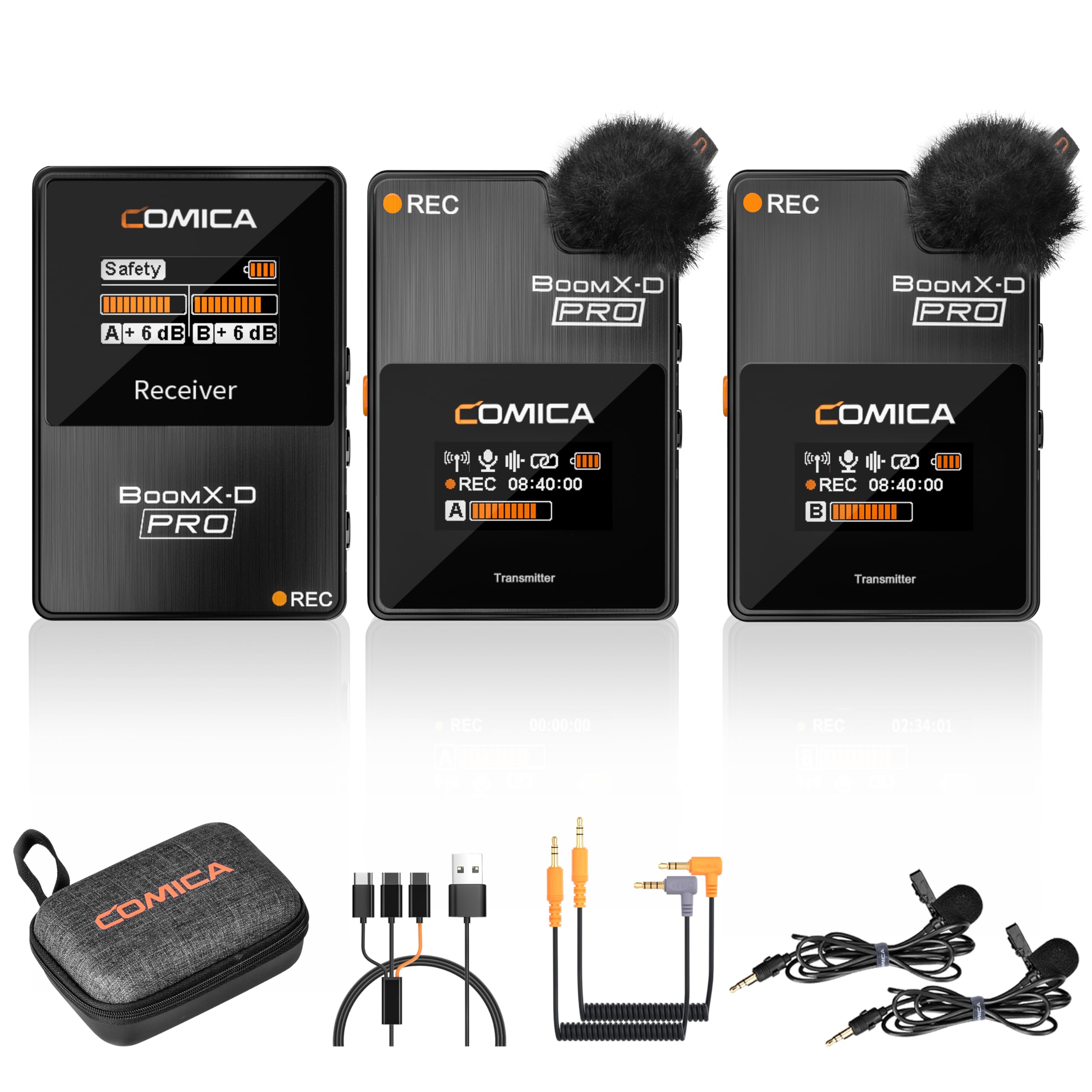 COMICA BoomX-D2 PRO Wireless Lavalier Microphone, 16GB Storage, Safety Audio Track, Noise Cancellation, 328 Range, Wireless Lav
