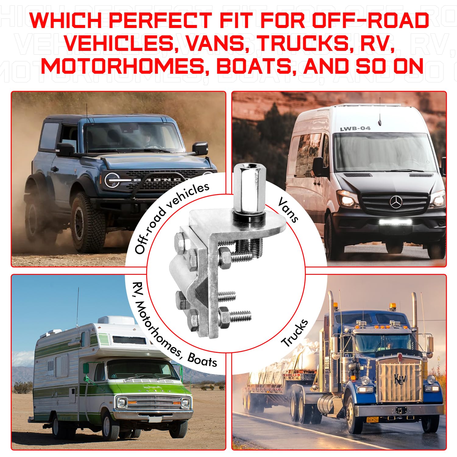 Prostick Single Groove Cb Radio Antenna Mirror Mount With So239 Stud