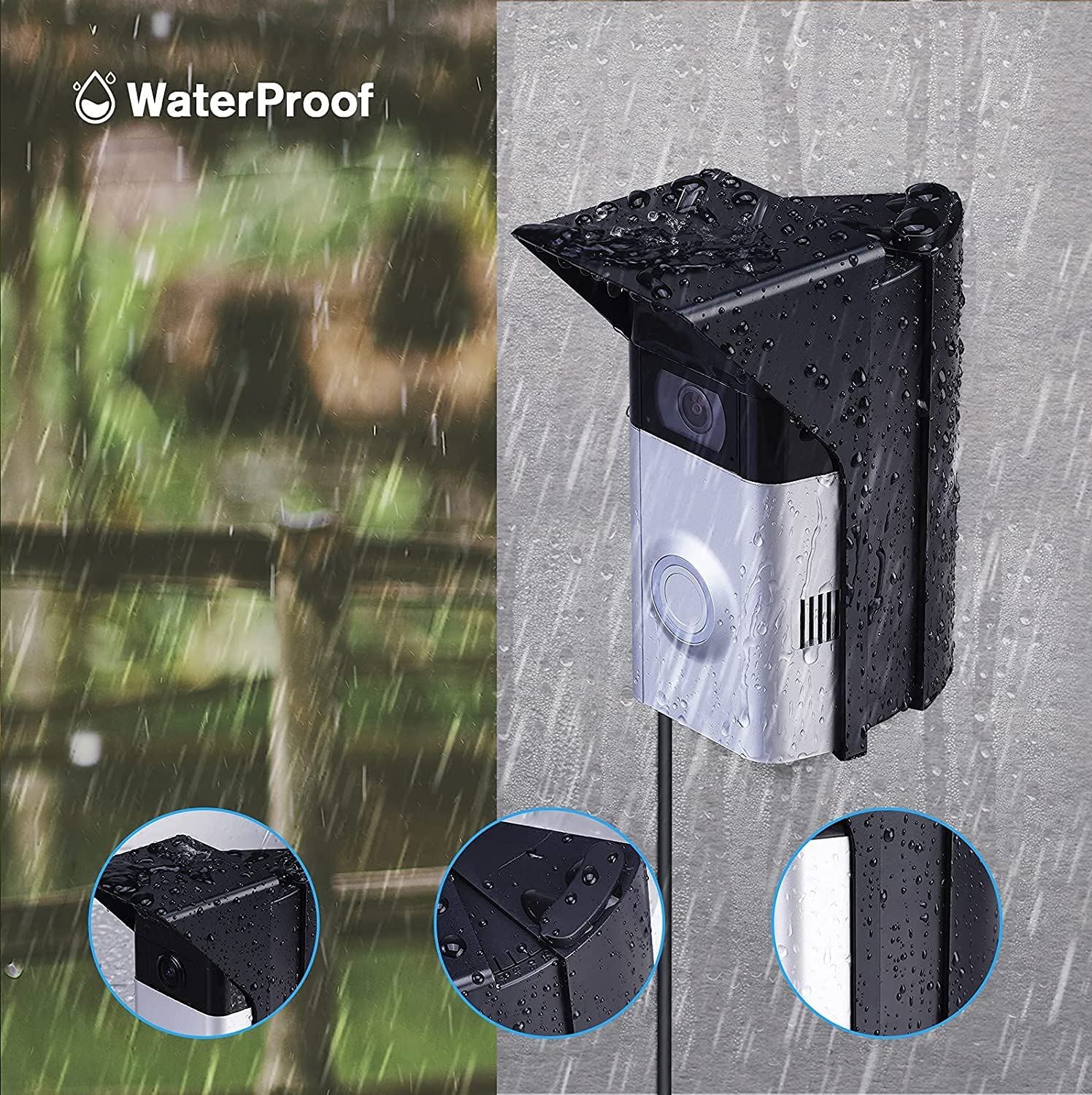 OLAIKE Waterproof Adjustable Angle Mount for Doorbell Pro/Pro2/Wired, Black, 30-60 Degree Wedge Corner Kit with Anti-Glare/Rain Shield