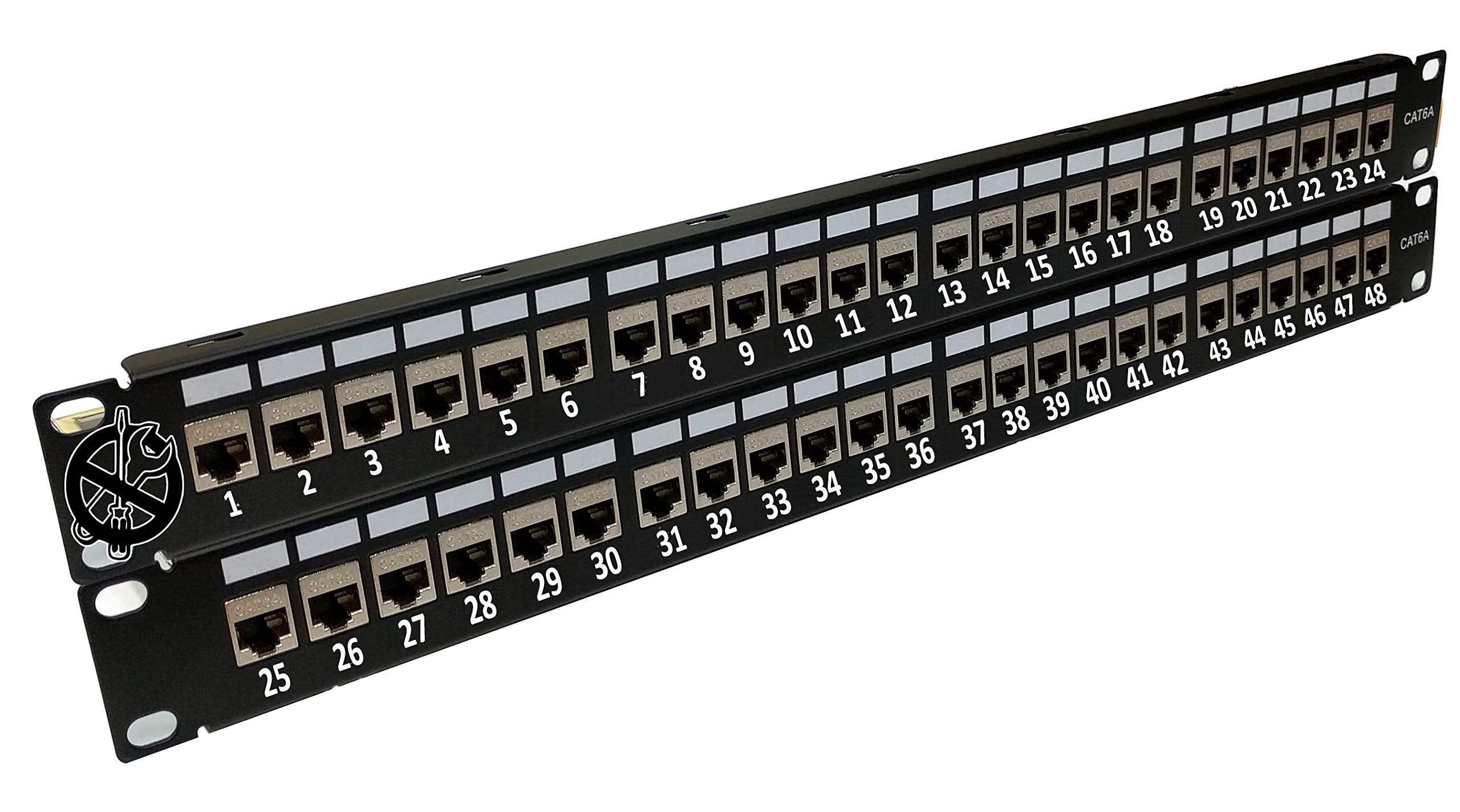 Electriduct 48 Port Cat6A Ftp Shielded 2U Patch Panel 19 Inch Loaded W/Tool Less Keystone Jacks Rackmount Or Wallmount