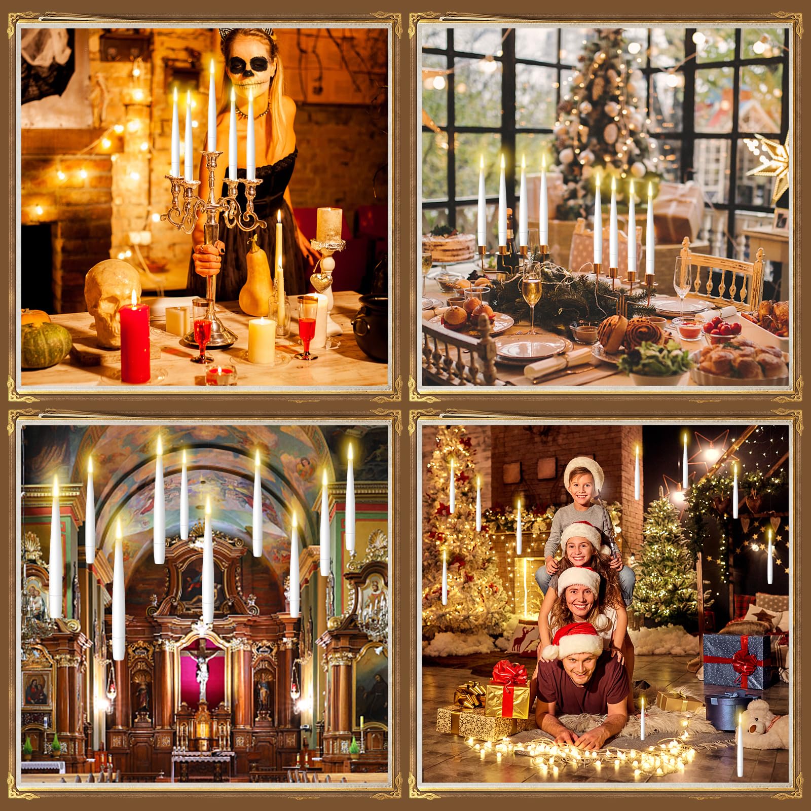 Floating Candles 3Pcs (No Wand)   Magic Hanging Candles Flickering Warm Light Flameless Candles With Remote, Floating Lights For