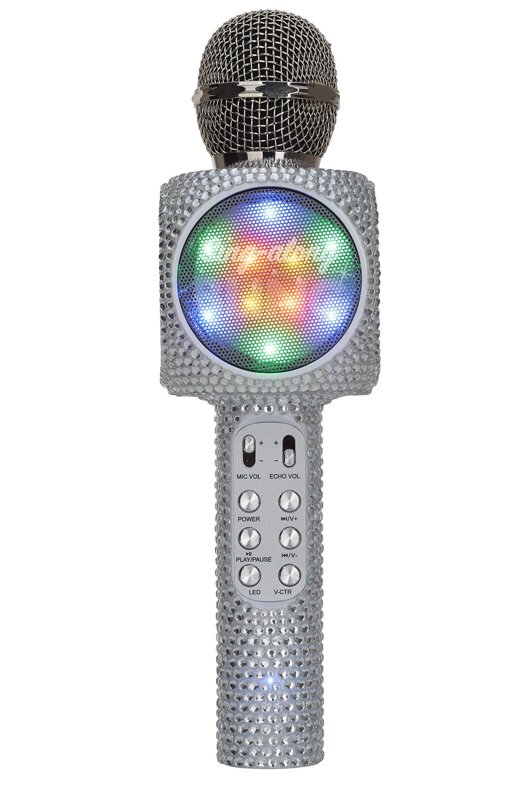 Wireless Express   Sing Along Bling Bluetooth Karaoke Microphone And Bluetooth Stereo Speaker All In One (Silver Bling)