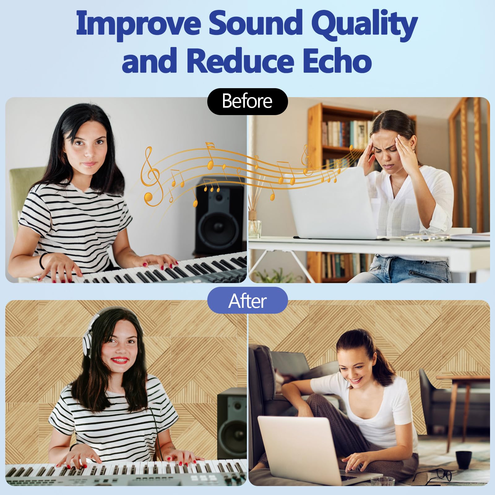 Bubos 6 Pack Large Acoustic Panels,72 X 48Inches Soundproof Wall Panels,Decorative Sound Panels,Self Adhesive Acoustic Wall Pane