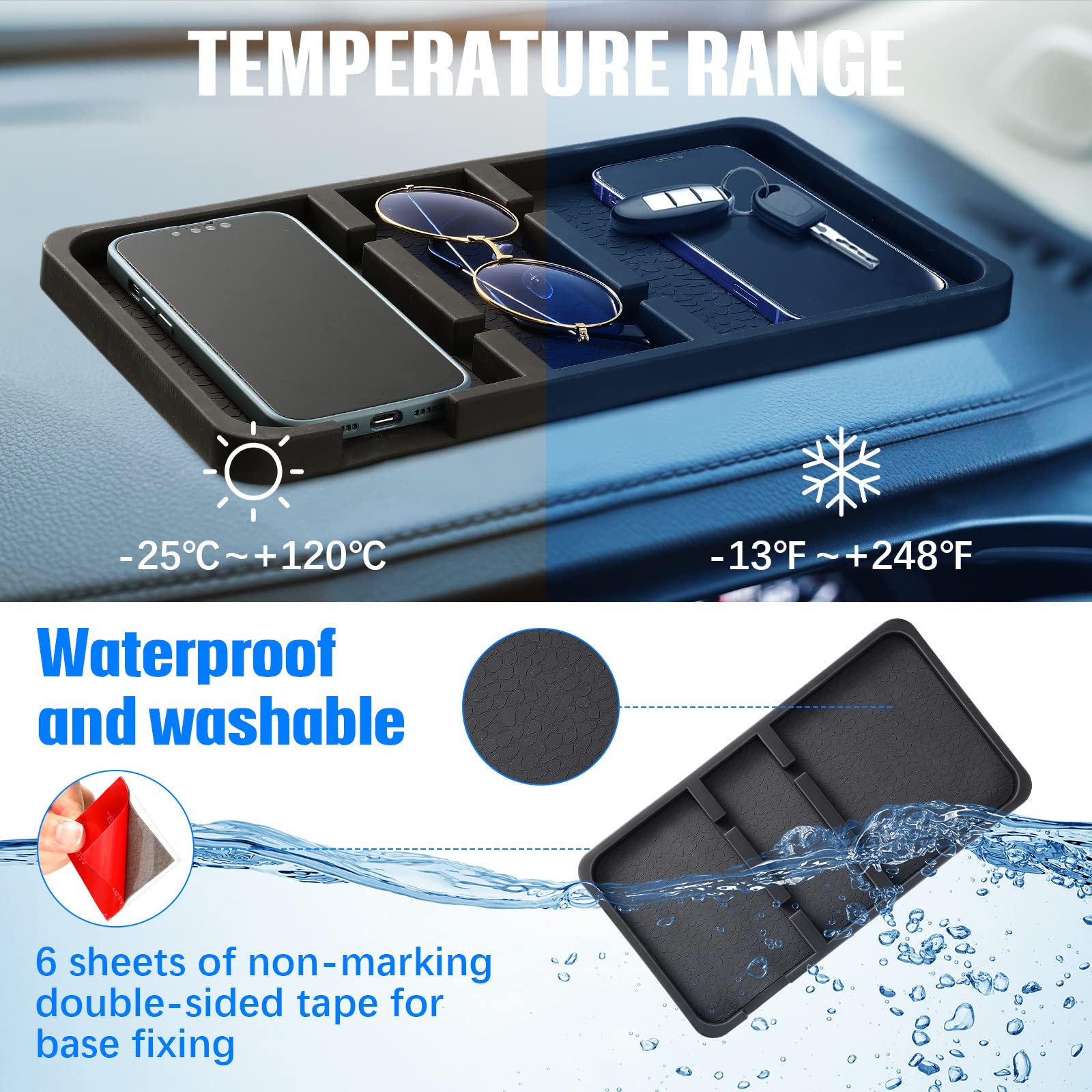 Yulejo Extra Large Dashboard Mat For Car Dashboard Accessories, Anti Skid Car Dashboard Pad Compatible With All Smartphone Car N