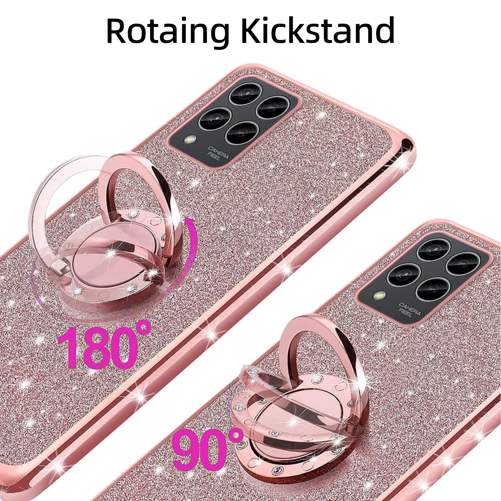 For Revvl 6 Pro 5G Case, Revvl 6 Pro 5G Phone Case For Women Glitter Crystal Clear Tpu Luxury Protective Cover With Kickstand St