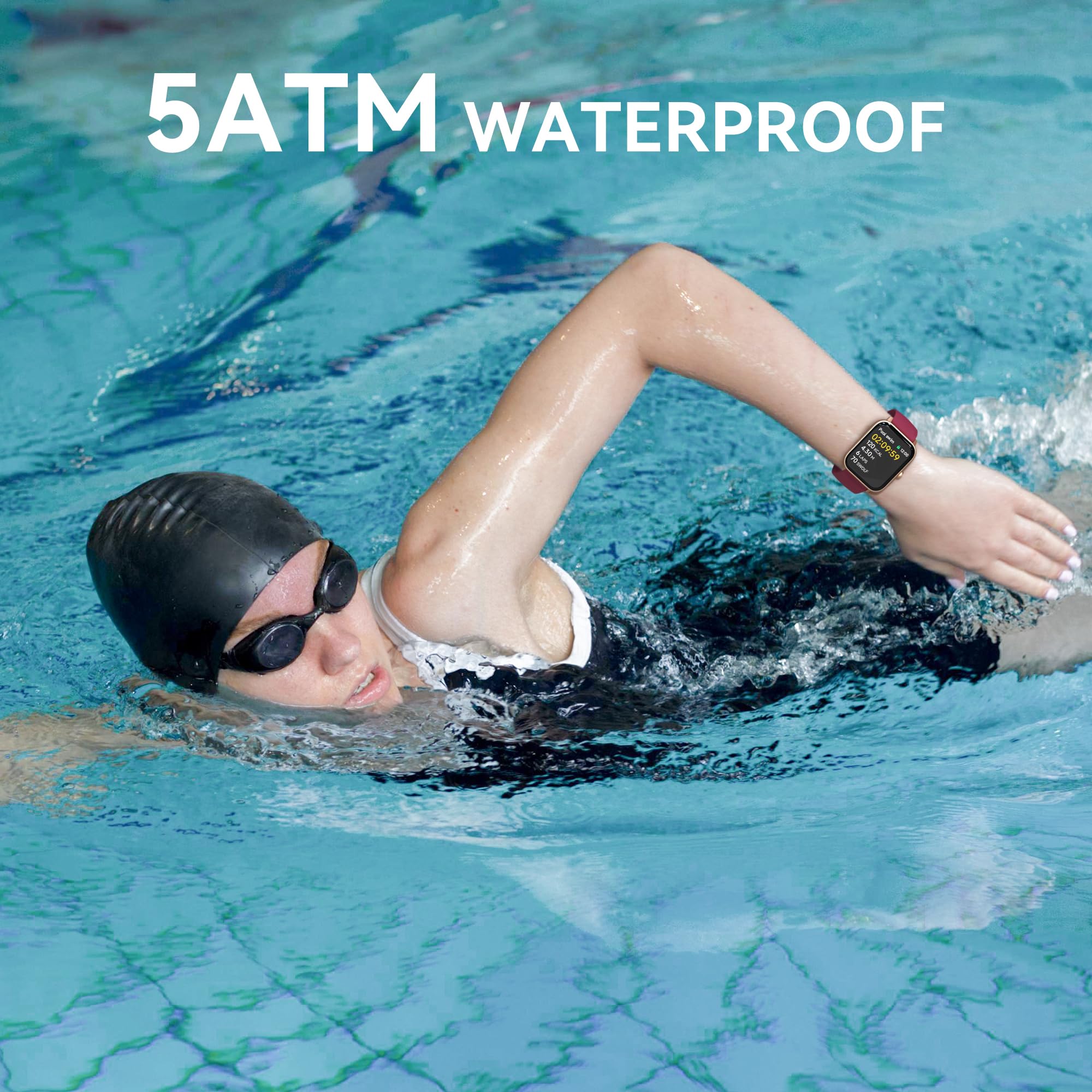 Smart Watch For Women,1.8 ''Fitness Watch(Answer/Make Call),Alexa Built-In, [24H Heart Rate Sleep Blood Oxygen Monitor],5Atm Wat