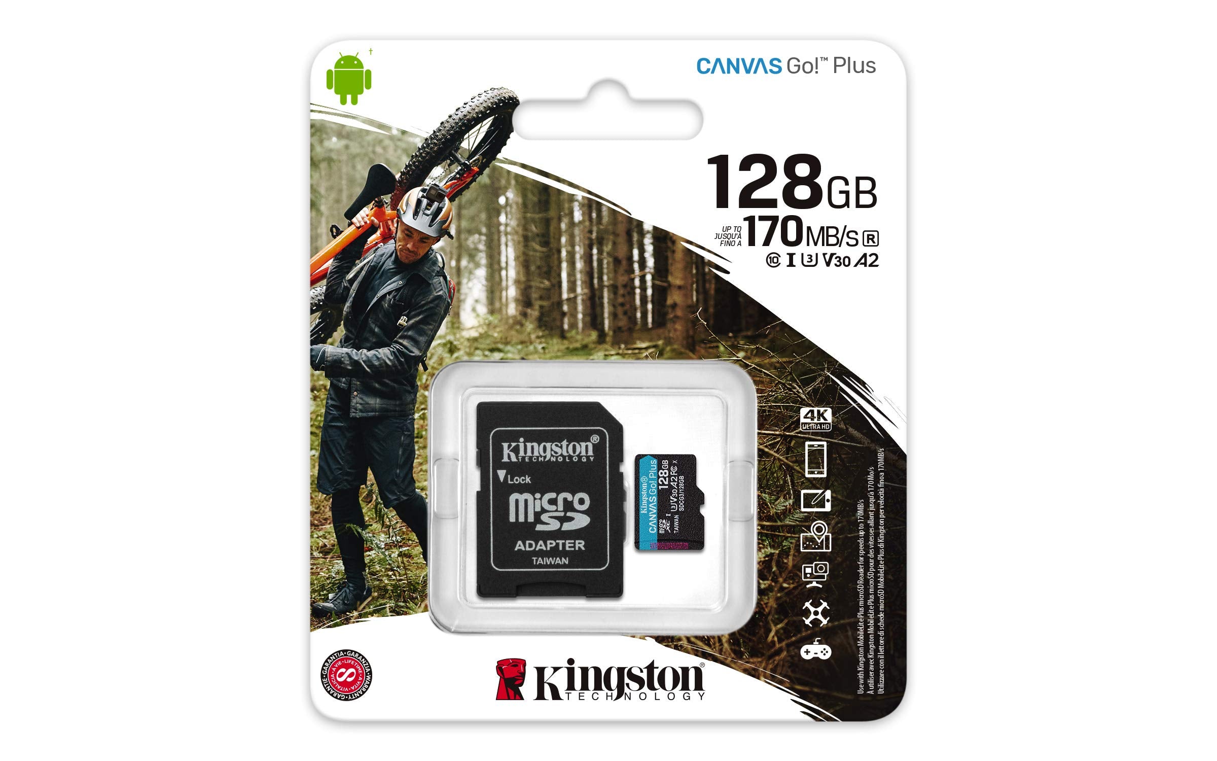 Kingston 128Gb Microsdxc Canvas Go Plus 170Mb/S Read Uhs I, C10, U3, V30, A2/A1 Memory Card + Adapter (Sdcg3/128Gb)