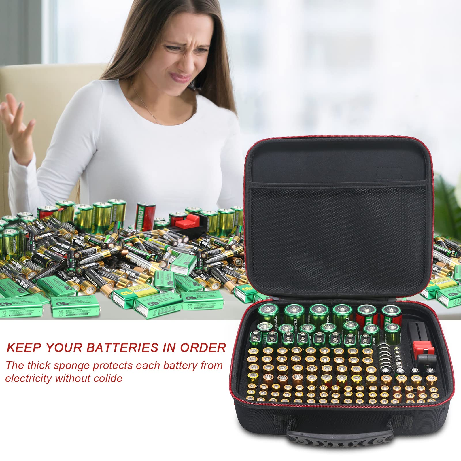 Glamgen Battery Organizer/Battery Case Organizerwith Tester (Bt168), Battery Storage Case Holds 126 Batteries Various Sizes Aaa