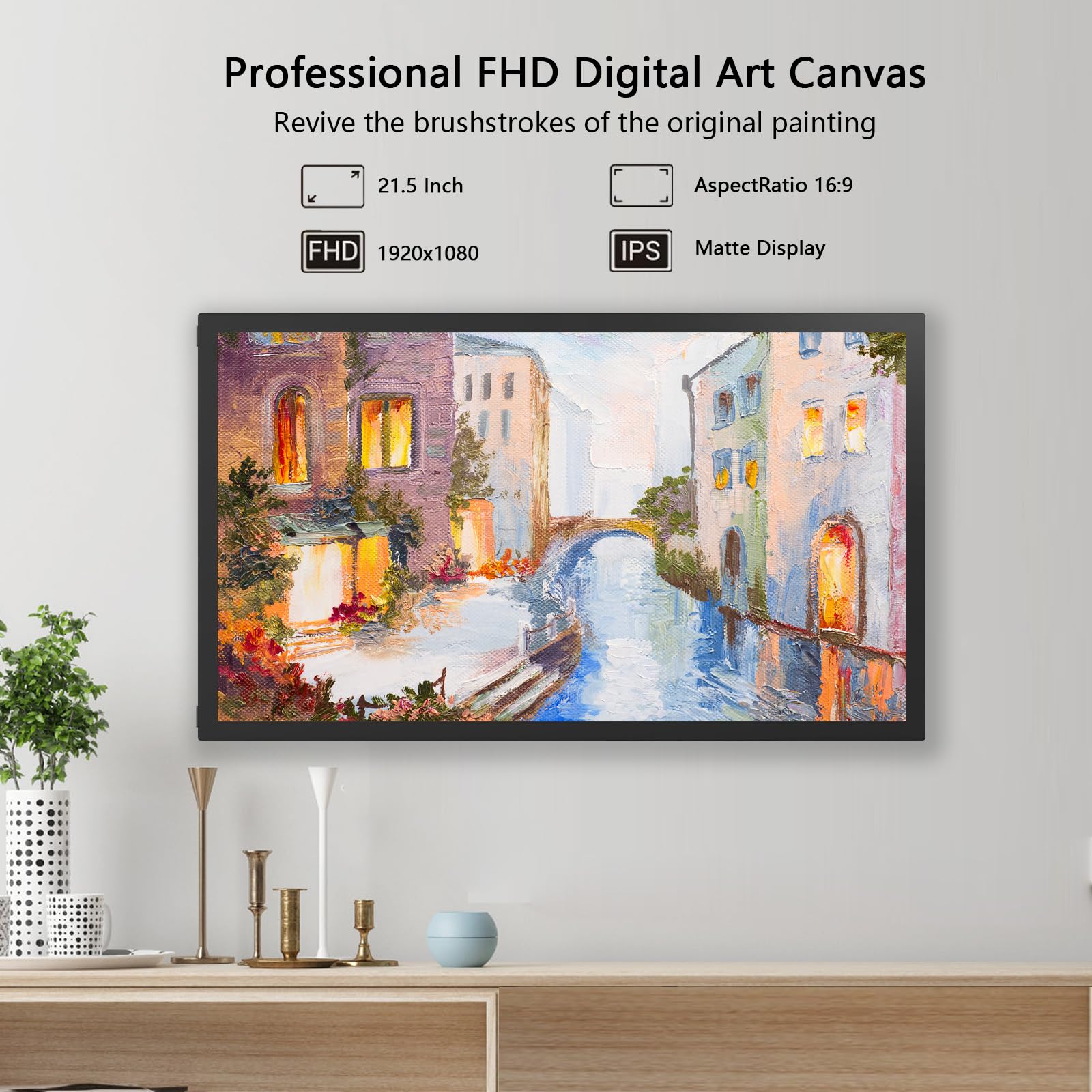 64Gb Frameo Wifi Digital Picture Frame 21.5 Inch Digital Photo Frame 1920X1080 Fhd Ips,Touch Screen,Auto Rotate,Motion Sensor, W