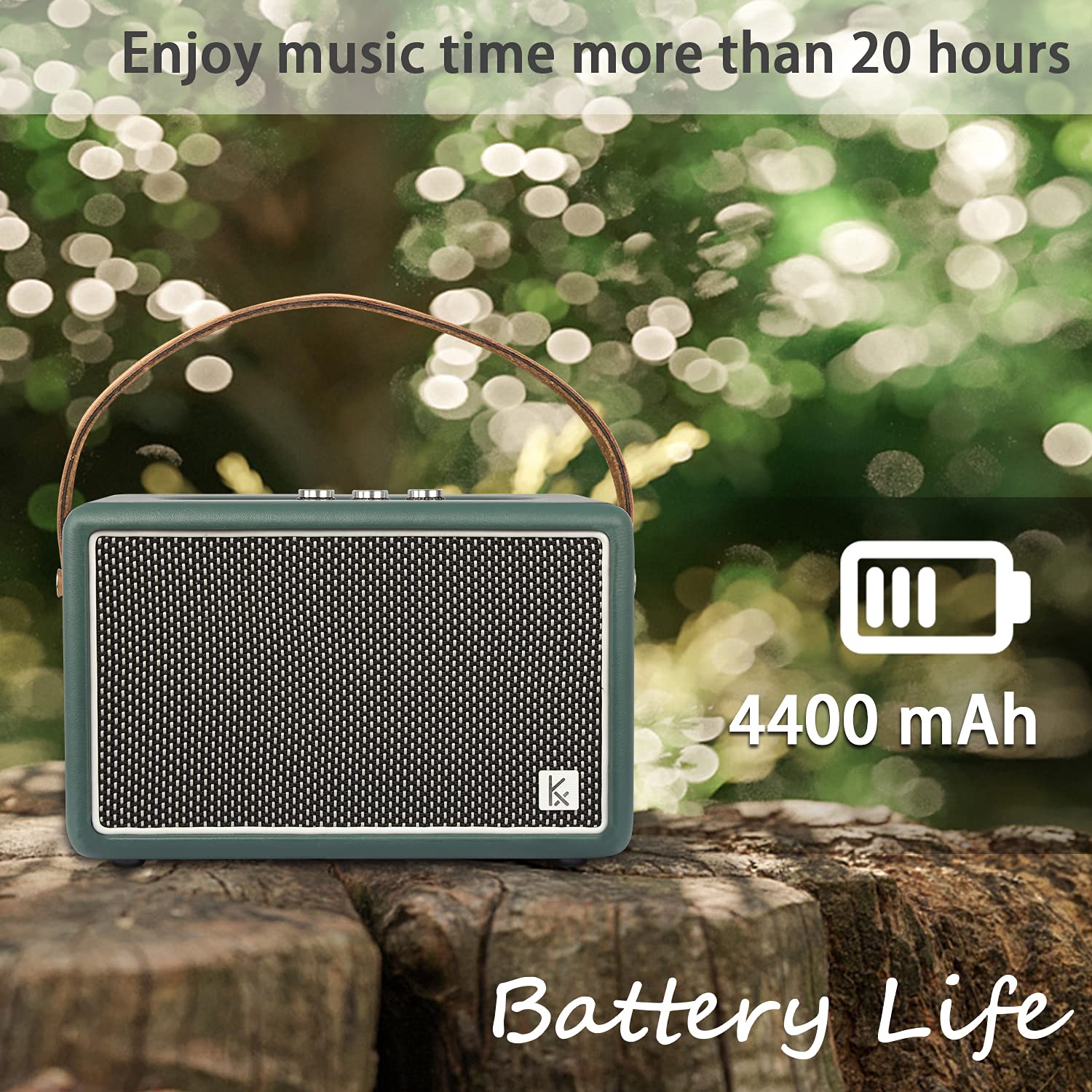 Konex Vintage Bluetooth Speaker, 40W Heavy Bass, 20H Playtime, Portable Wireless Outdoor Speaker, Green