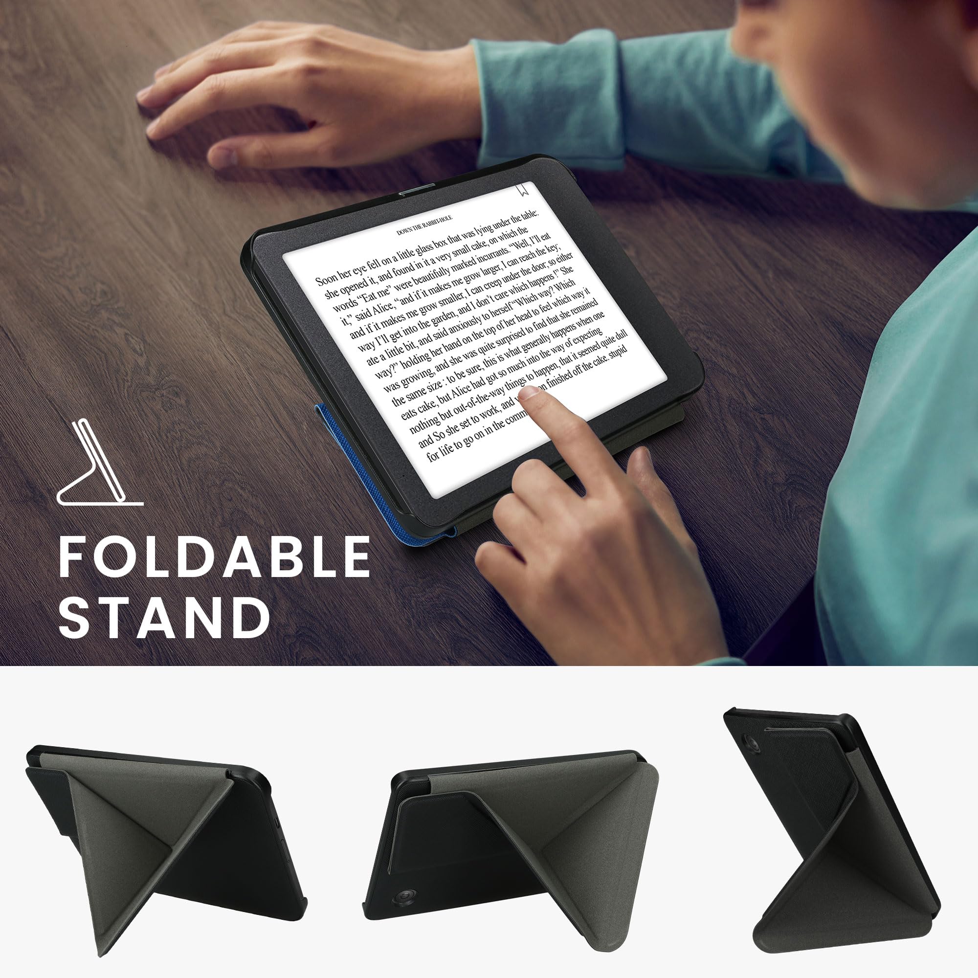 Kwmobile Origami Case Compatible With Kobo Clara 2E / Tolino Shine 4 Case - Slim Pu Leather Cover With Stand - Black