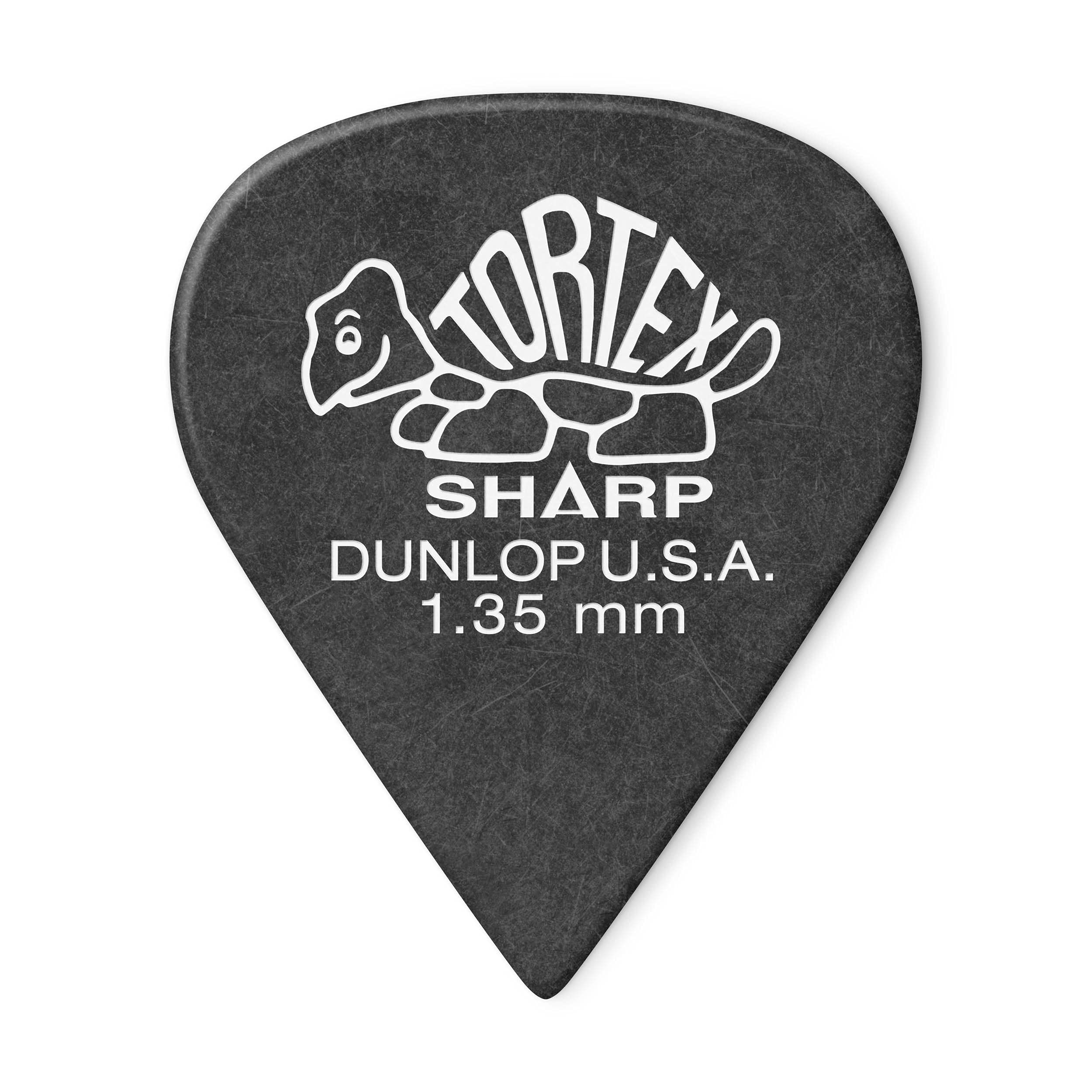 Dunlop 412P1.35 Tortex Sharp, Black, 1.35Mm, 12/Player'S Pack