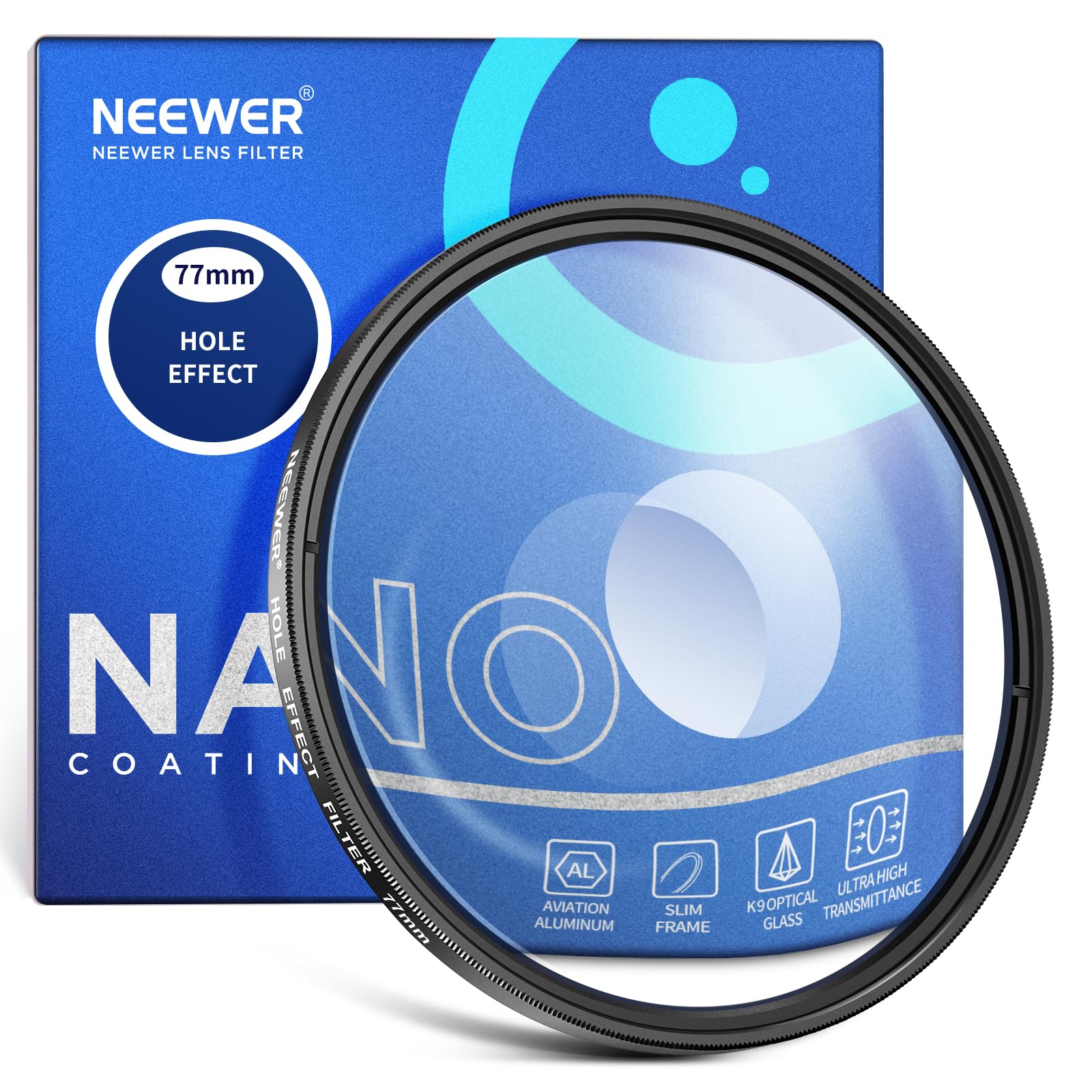 Neewer 77Mm Spiral Halo Camera Lens Filter, Prism K9 Optical Glass Special Effects Filter Photography Camera Lens Accessories Wi