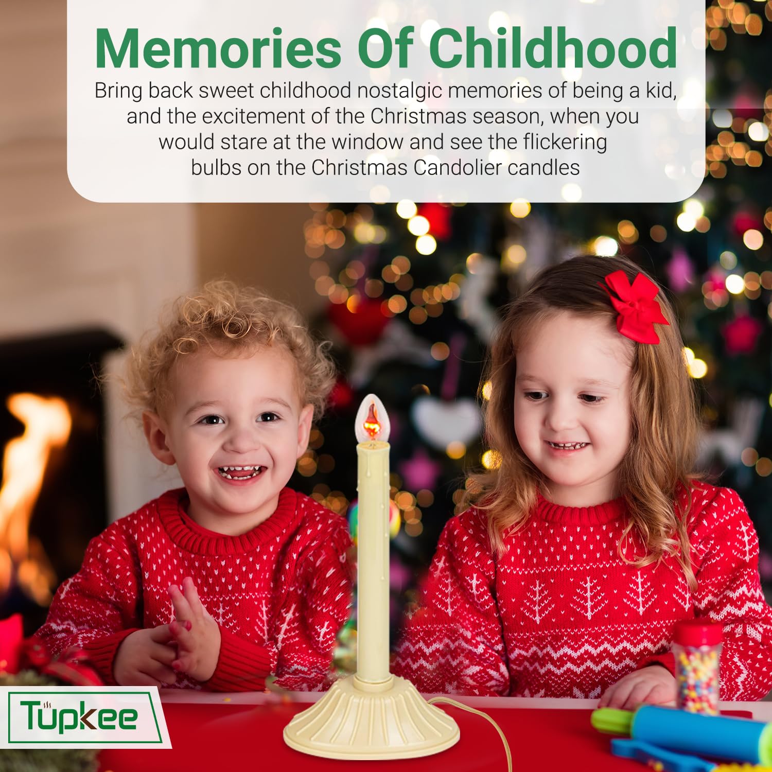 Tupkee Christmas Candolier Window Candle   With Flickering Bulb   Single Indoor  Flameless Electric Window Candle Candelabra   2