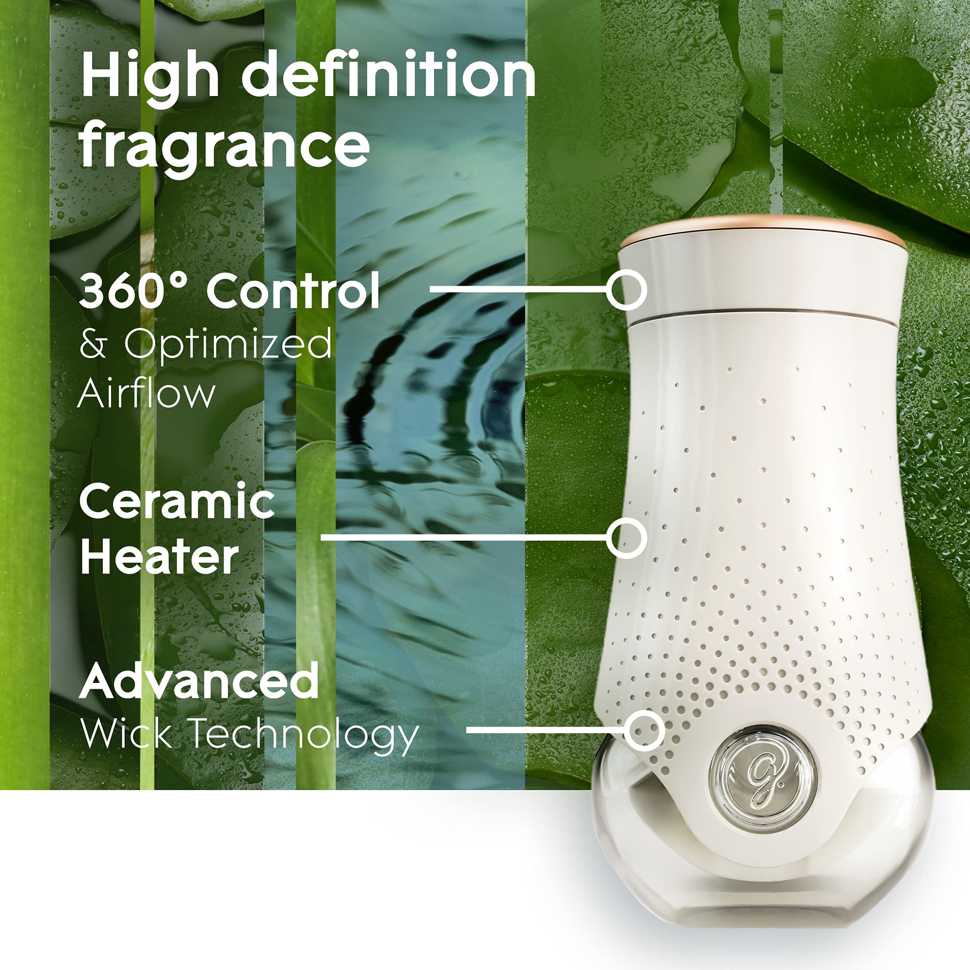 Glade Plugins Refills Air Freshener Starter Kit, Scented And Essential Oils For Home And Bathroom, Bamboo & Waterlily Bliss, 4.0