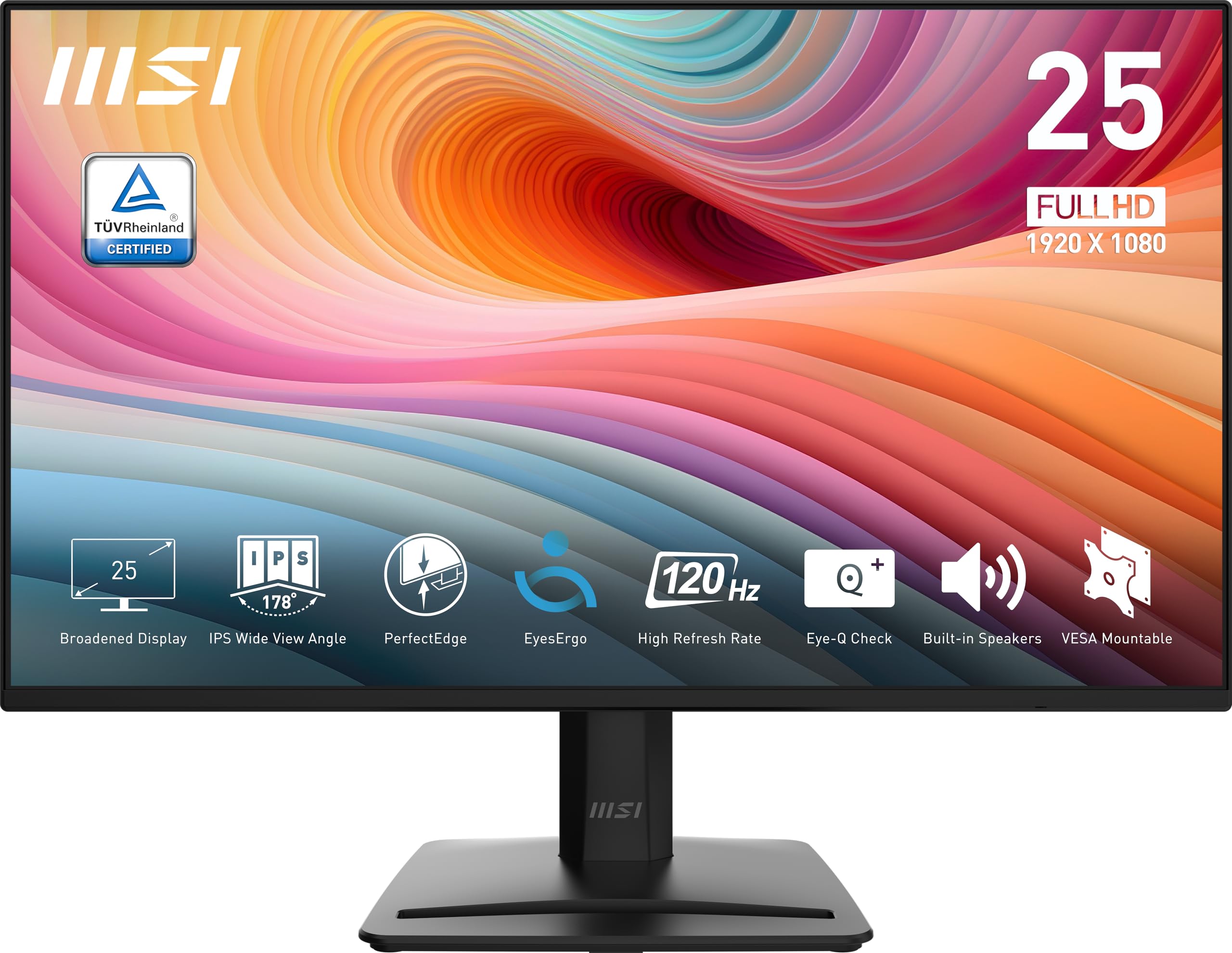 Msi Pro Mp252 E2 24.5 Inch Ips 1920 X 1080 (Fhd) Gaming Office Monitor, 120Hz, Adaptive Synch, Hdr Ready, Hdmi, Vga Port, Displa