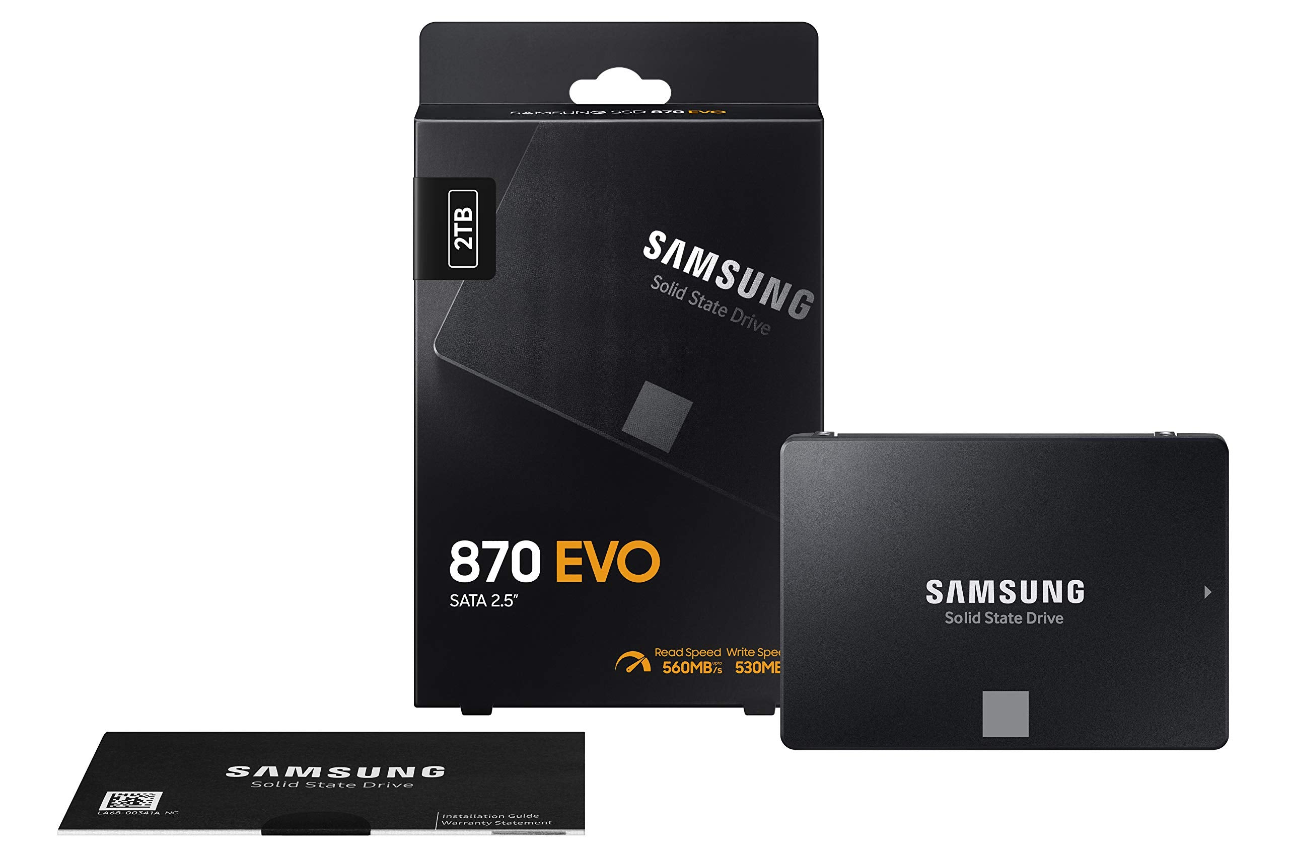 Samsung 870 Evo 2Tb, V-Nand, 2.5 . 7Mm, Sata Iii 6Gb/S, R/W(Max) 560Mb/S/530Mb/S, 98K/88K Iops, 1,200Tbw, 5 Years