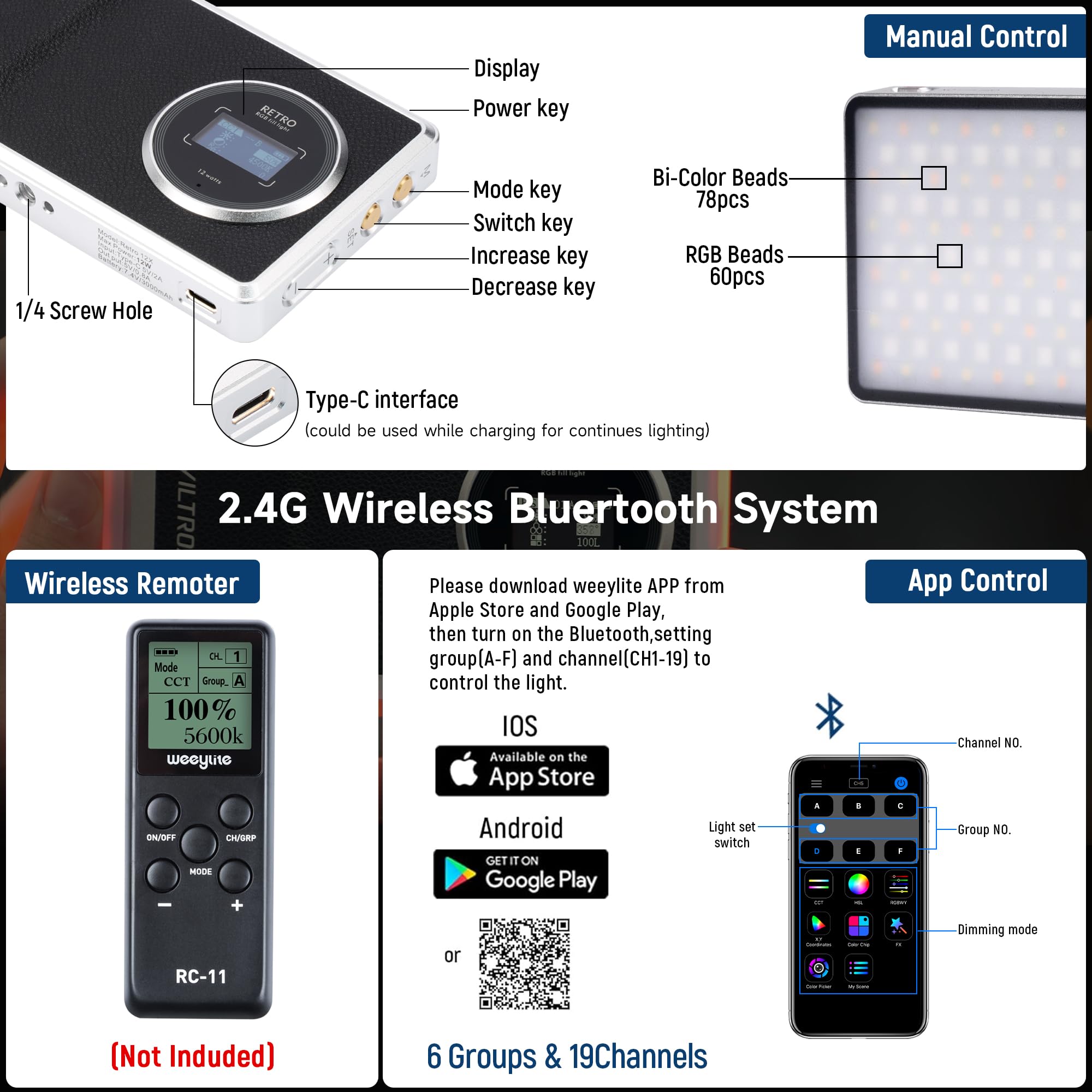 Vltrox 12W Rgb Camera Light, 22Wh Built In Battery Supports Used While Charging Rgb Led Video Light With App Control, Cri97+/26